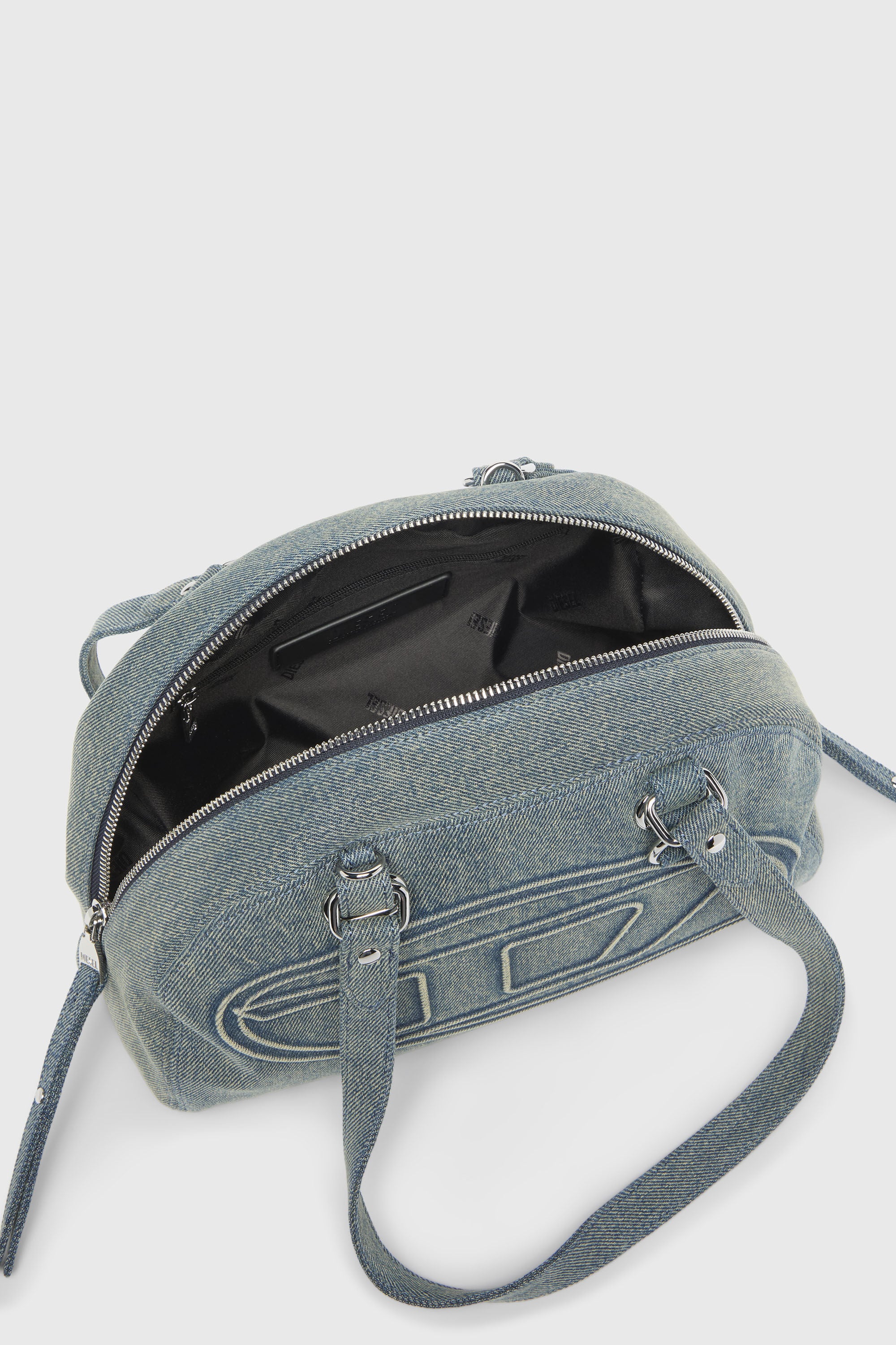 Diesel - 1DR DOME SOFT SHOULDER, Unisex's 1DR Dome-Shoulder bag in denim with Oval D logo in Light Blue - 4