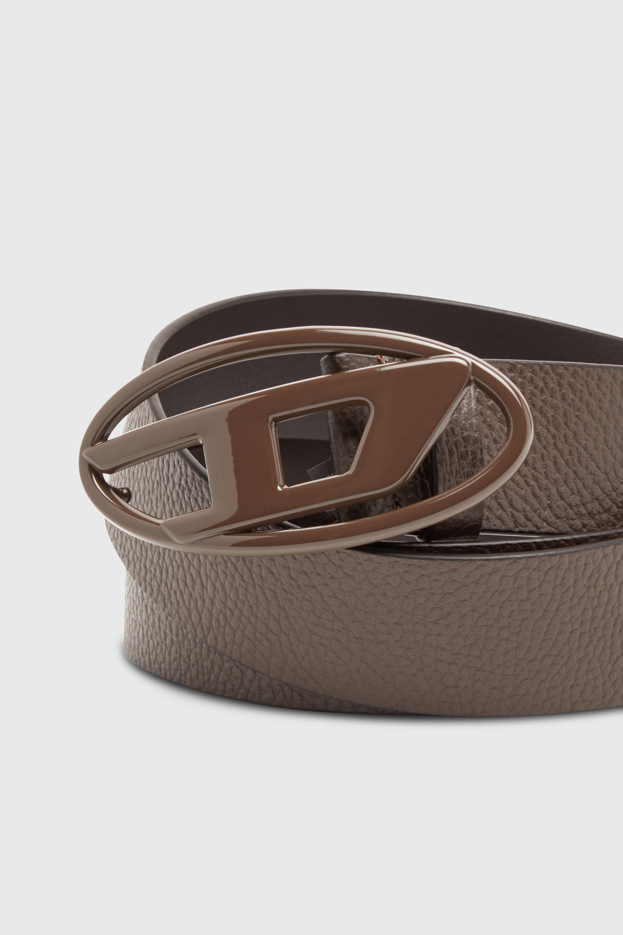Diesel - B-1DR, Unisex's 4cm leather belt with matte Oval D buckle in Brown - 3