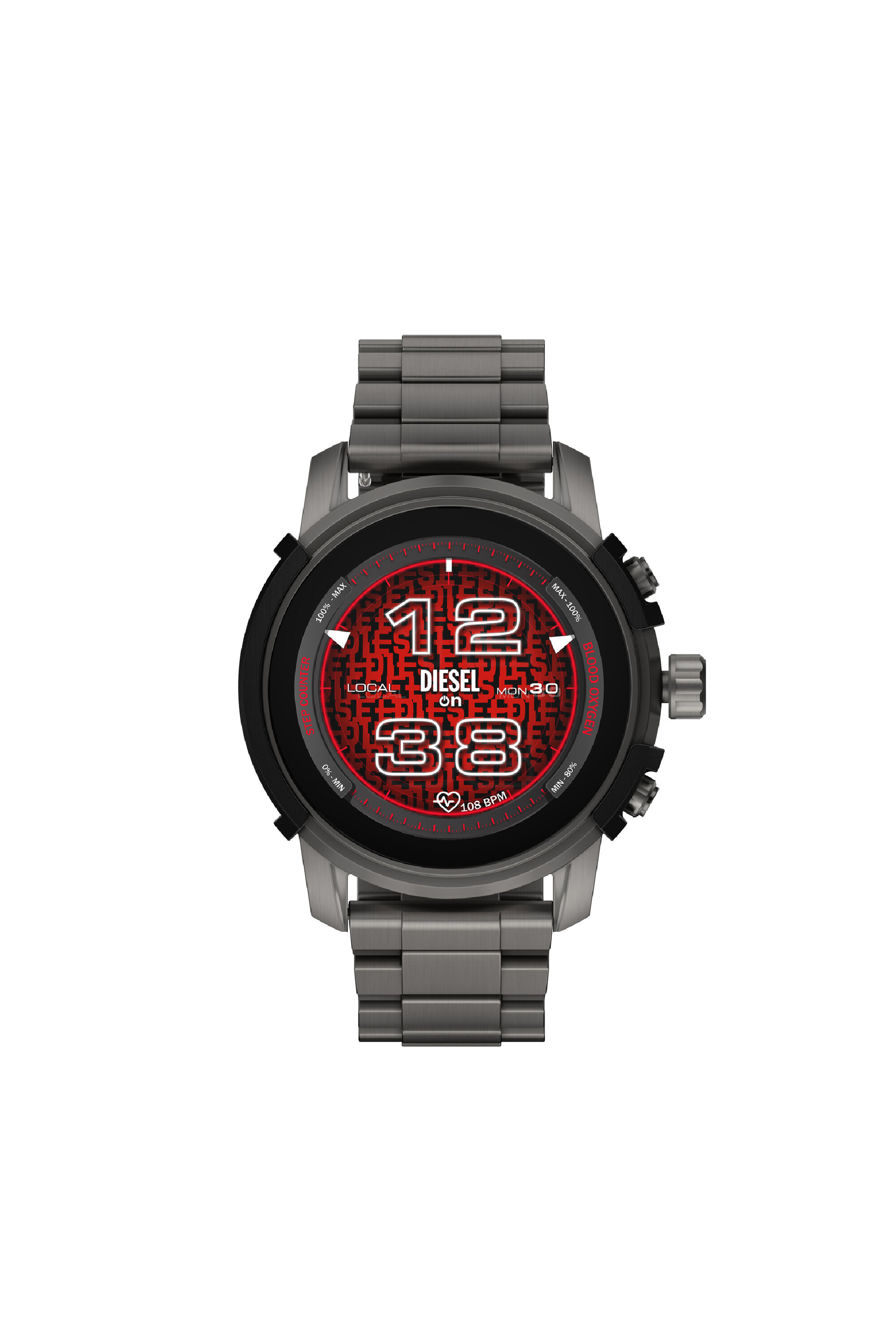 Diesel - DZT2042V, Man's Griffed stainless steel smartwatch in Dark grey - 1