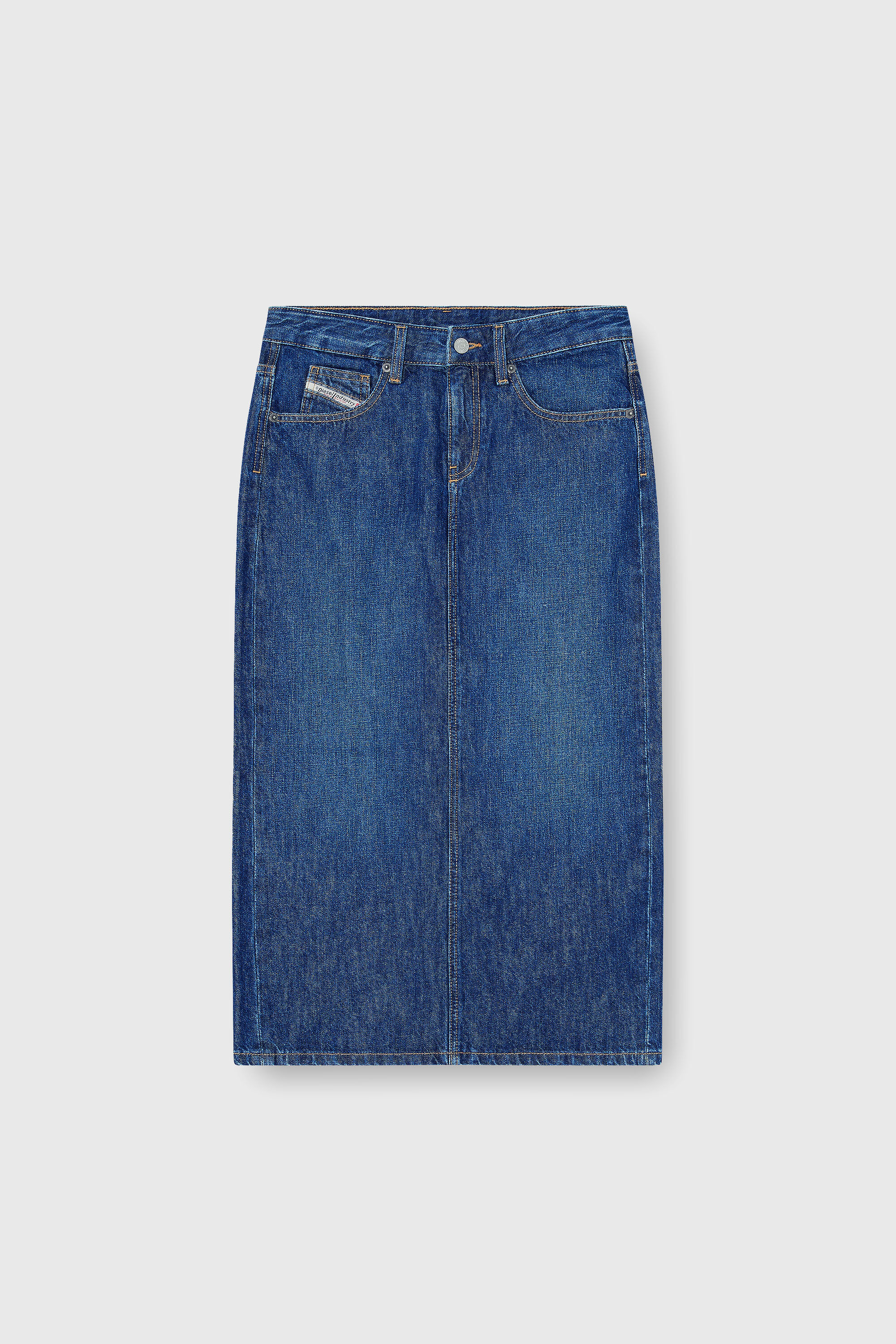 Diesel - DE-SKYE-D, Woman's Denim midi skirt in Medium blue - 2
