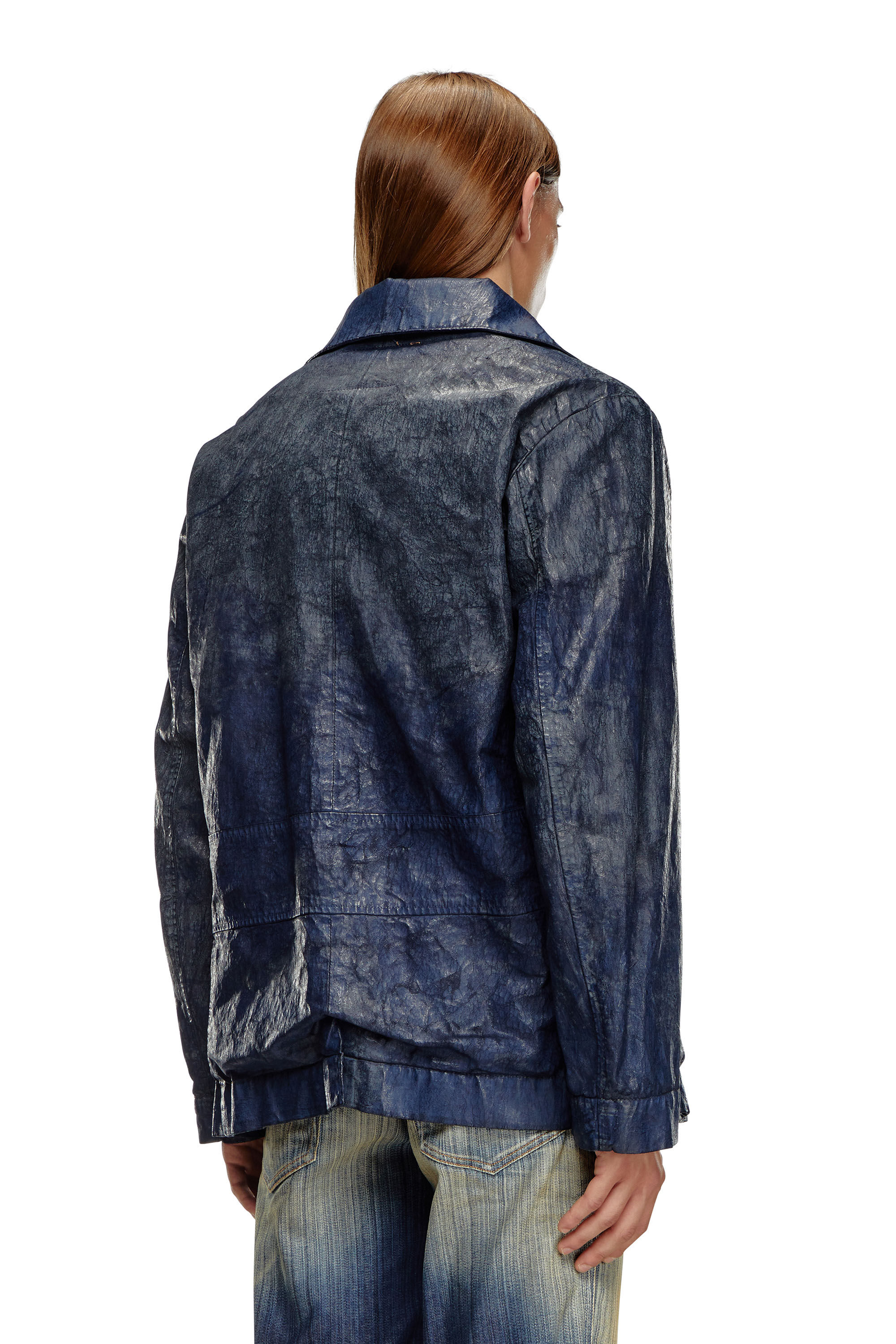 Diesel - D-BONDED-S, Man's Double-breasted jacket in coated denim in Dark Blue - 4