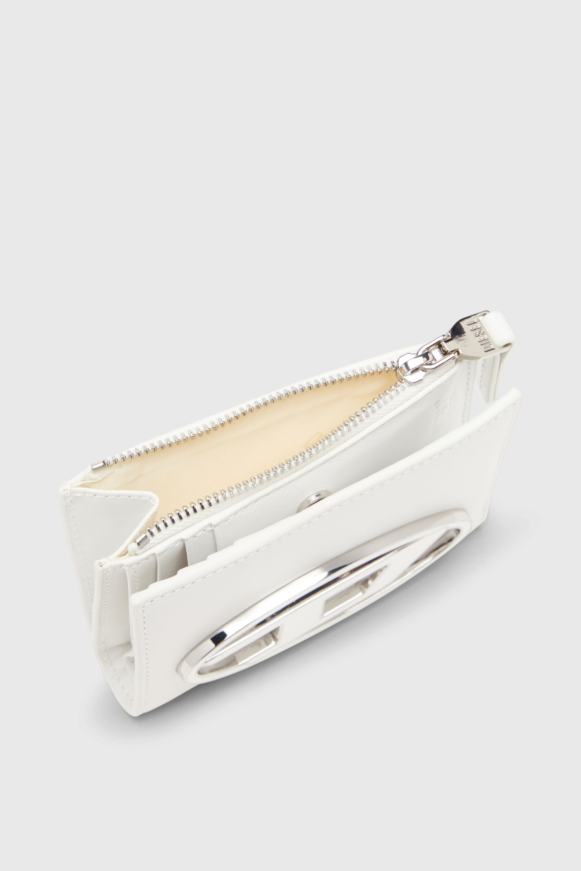 Diesel - 1DR BI-FOLD ZIP II, Woman's Small leather wallet with logo plaque in White - 4