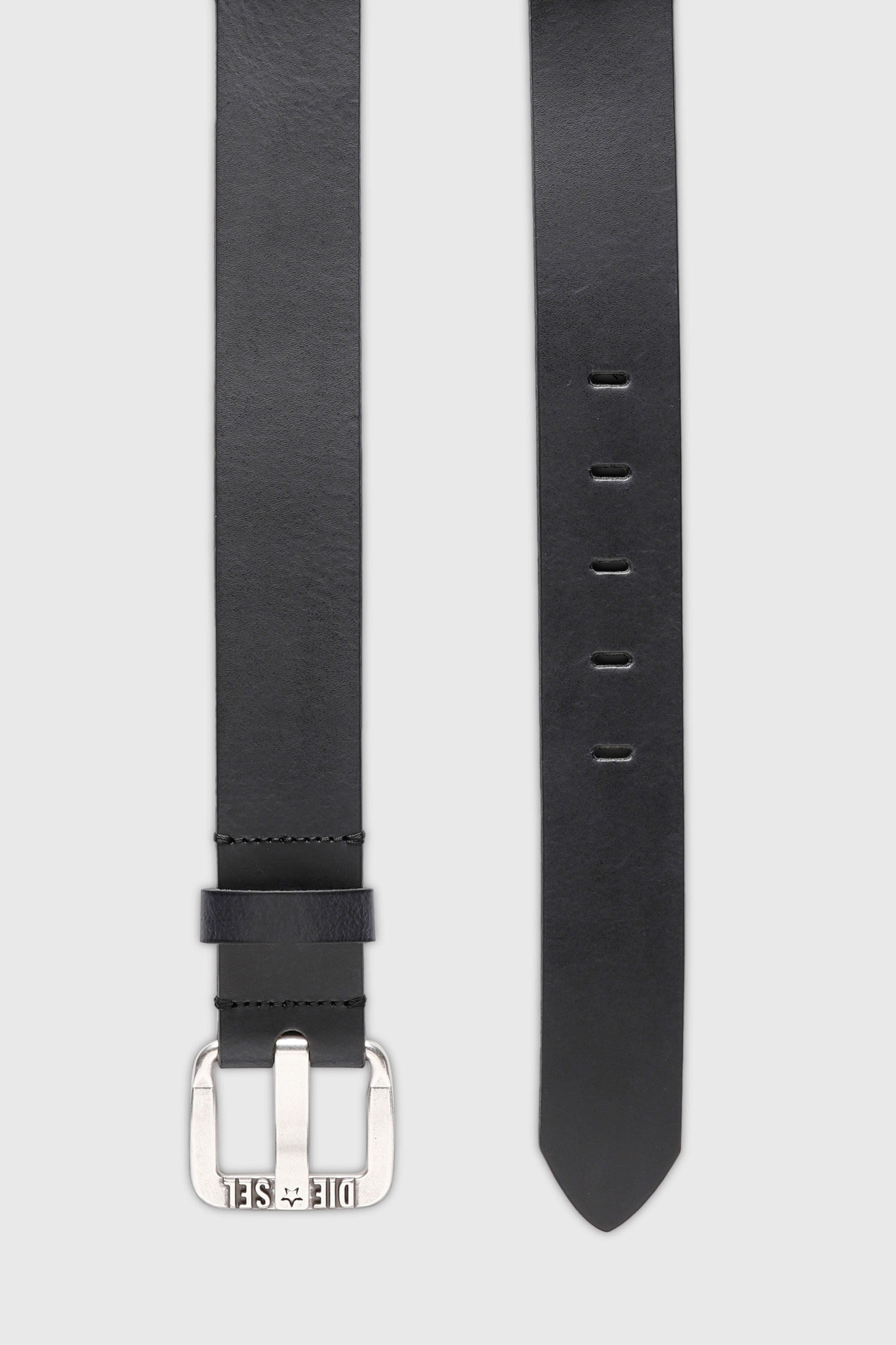 Diesel - B-STAR II, Man's 3.9cm leather belt with metal star logo buckle in Black - 3
