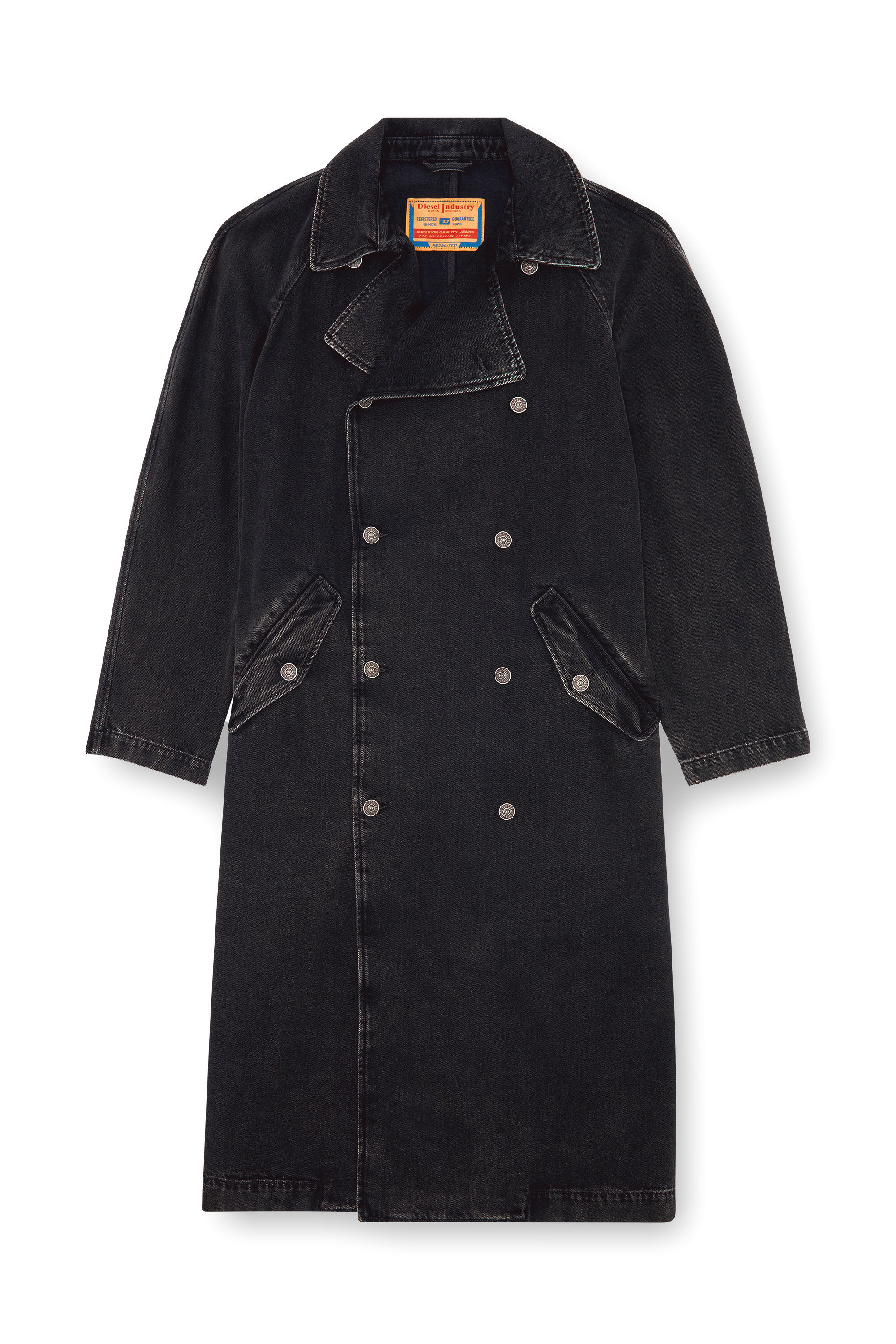 Men's Trench coat in clean-wash Denim | Black | Diesel