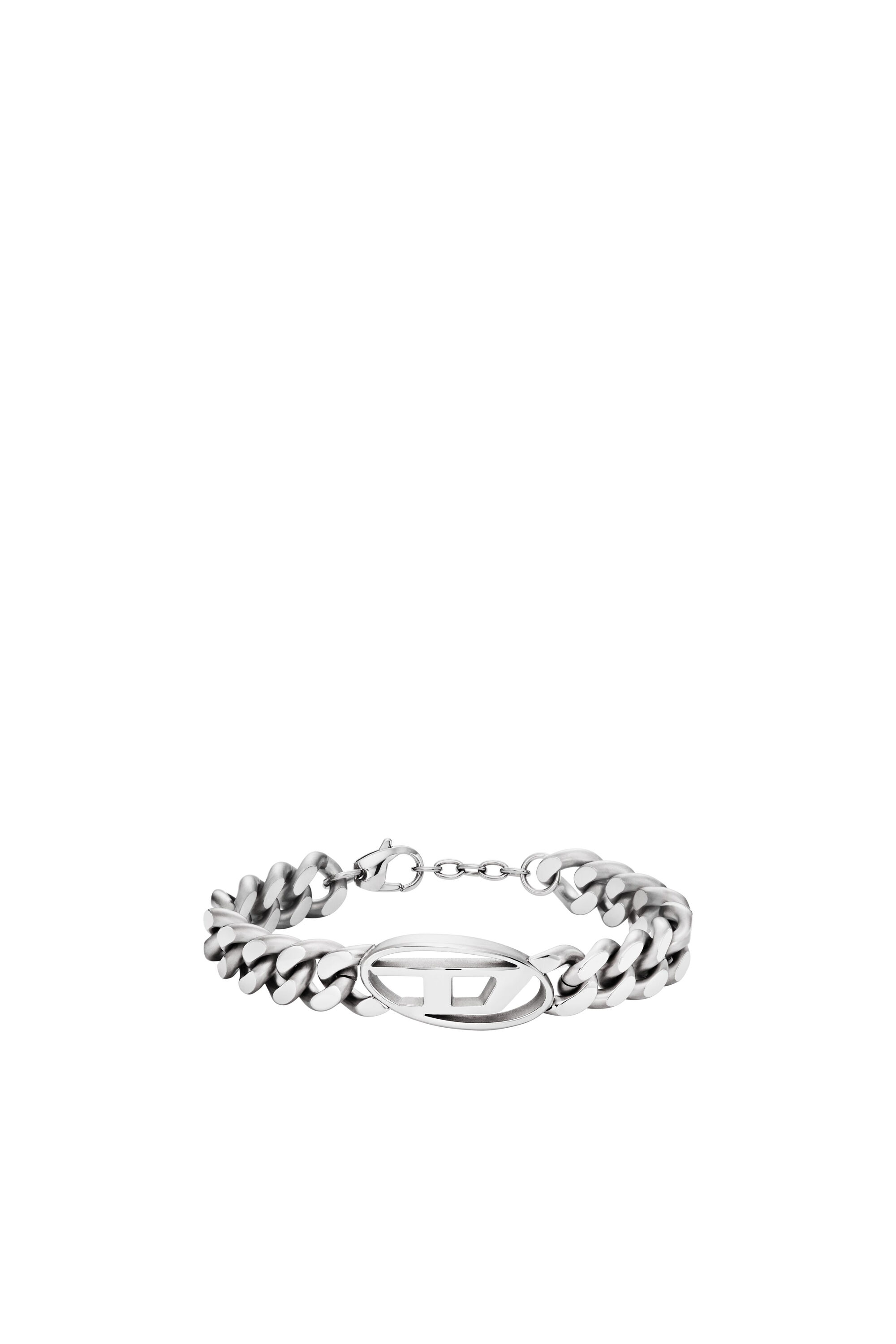 Men's Oval D Logo Chain Bracelet | Silver | Diesel