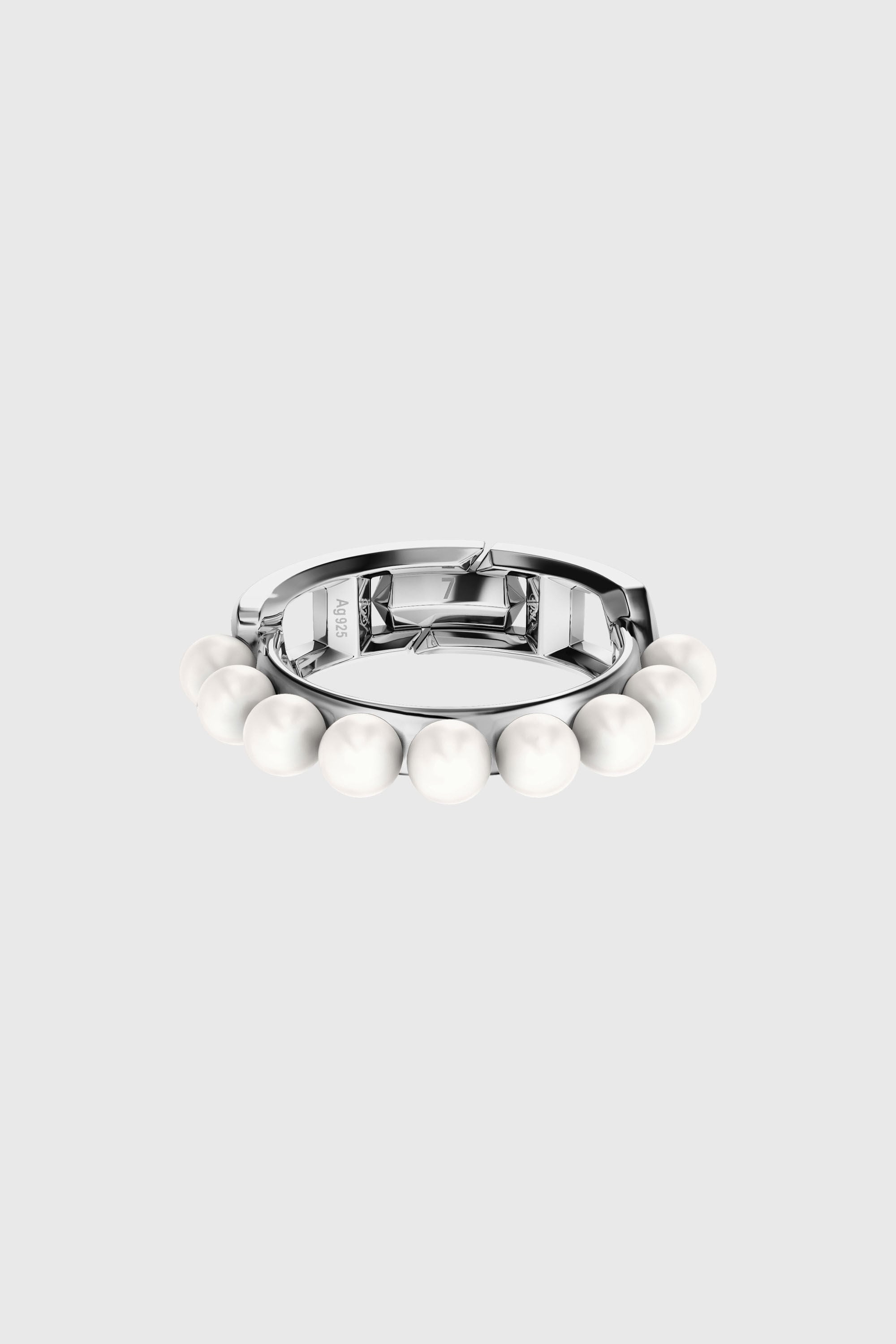 Diesel - DL1370040 STERLING SILVER JEWEL, Unisex's Sterling silver and pearl band ring in Silver - 2