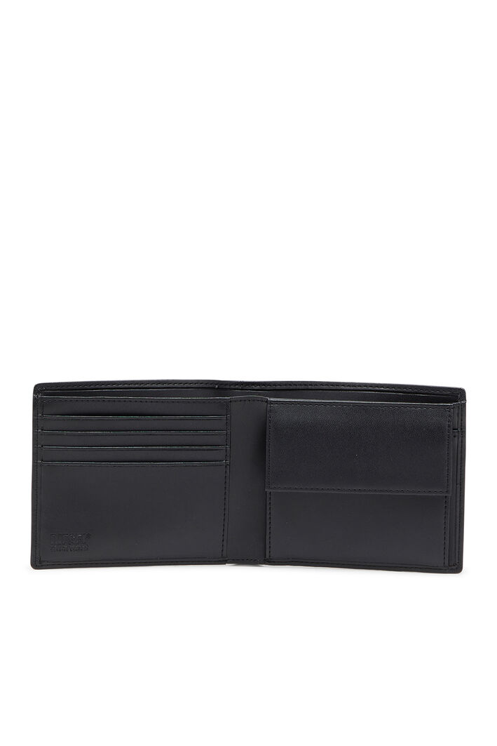 Diesel - BI FOLD COIN S, Man's Bi-fold wallet in leather with coin pocket in Black - 4