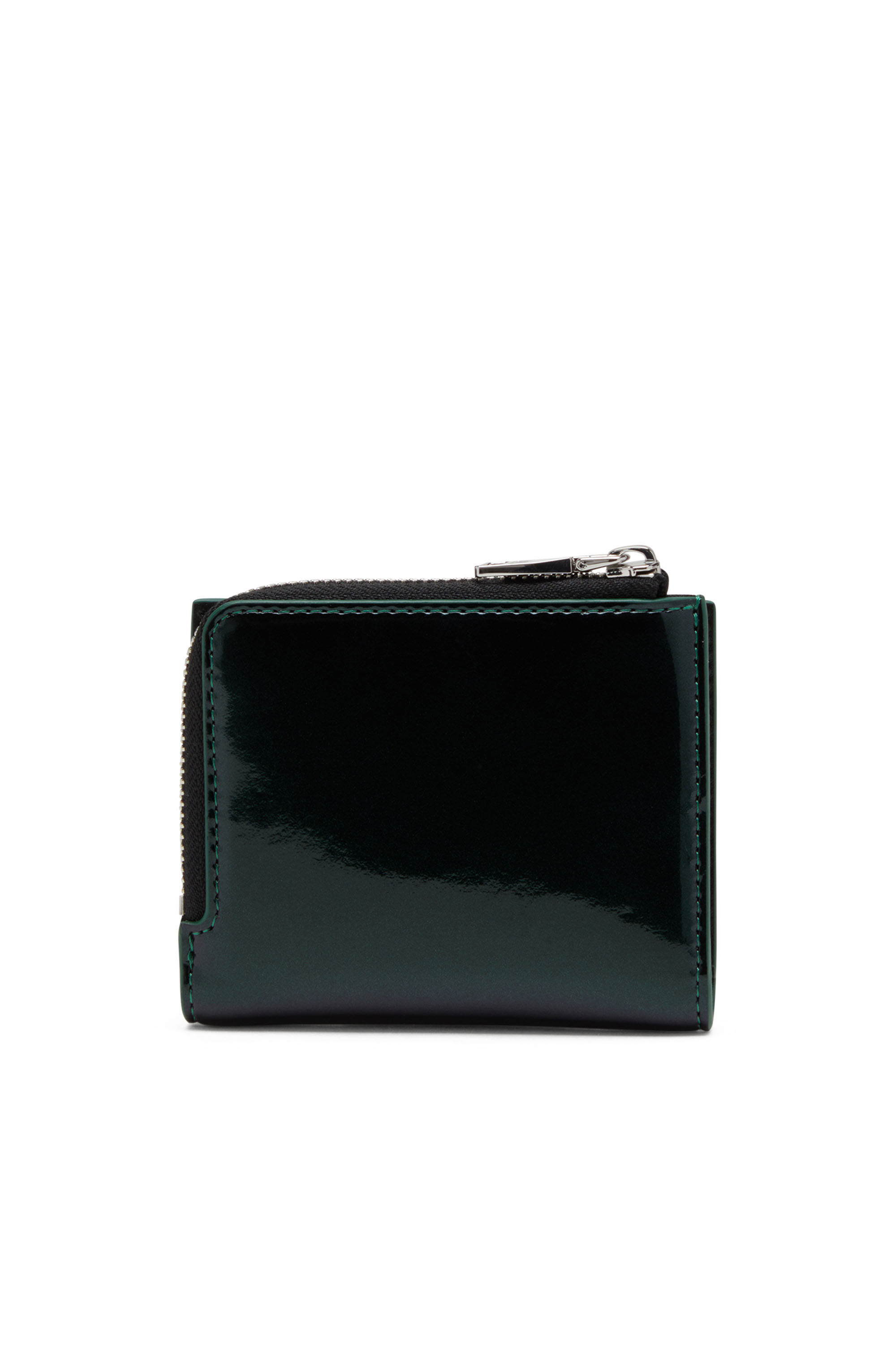 Diesel - 1DR CARD HOLDER ZIP L, Woman's Iridescent bi-fold card holder in Green/Blue - 2