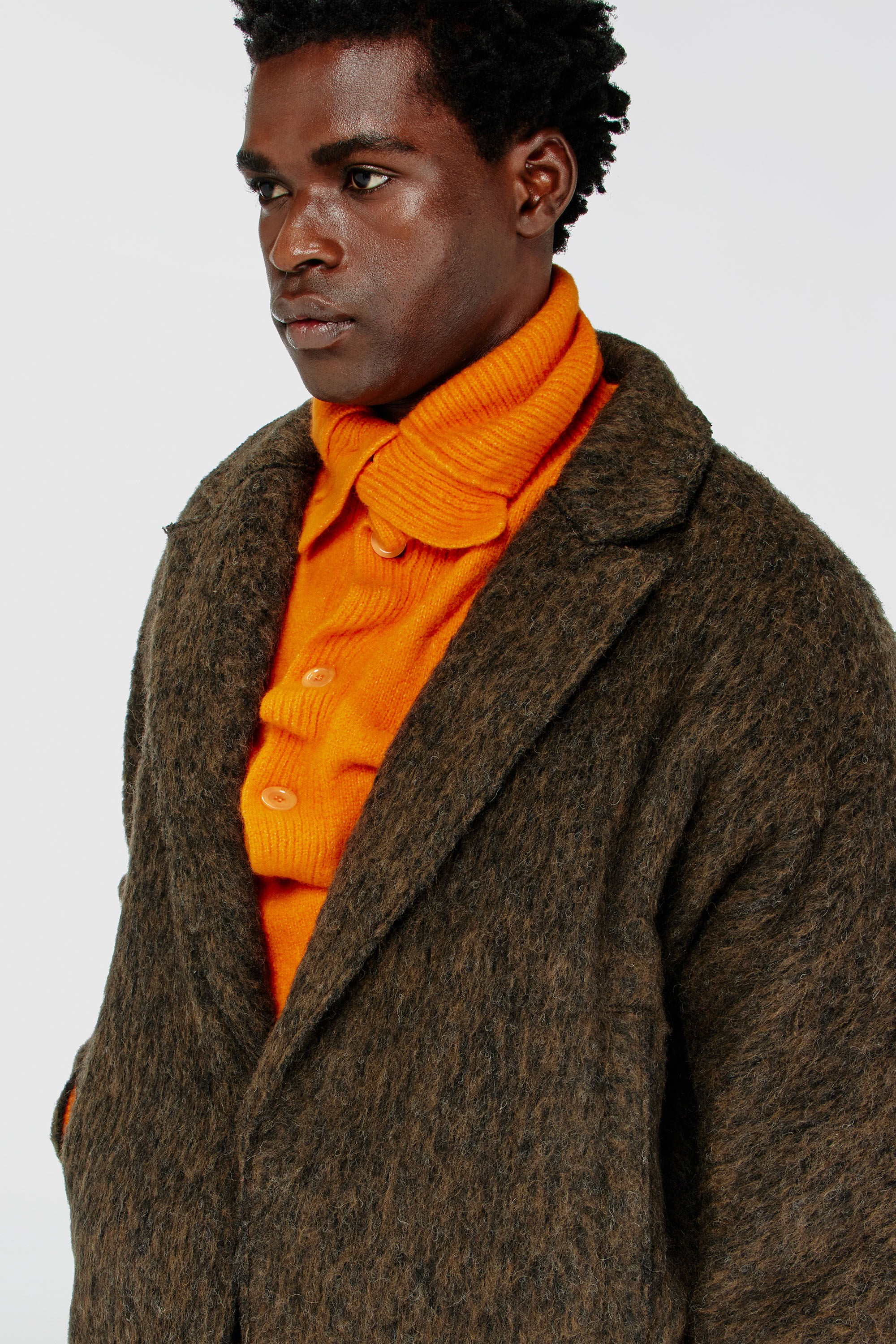 Diesel - W-HULL, Man's Coat in wool and alpaca blend in Brown - 5