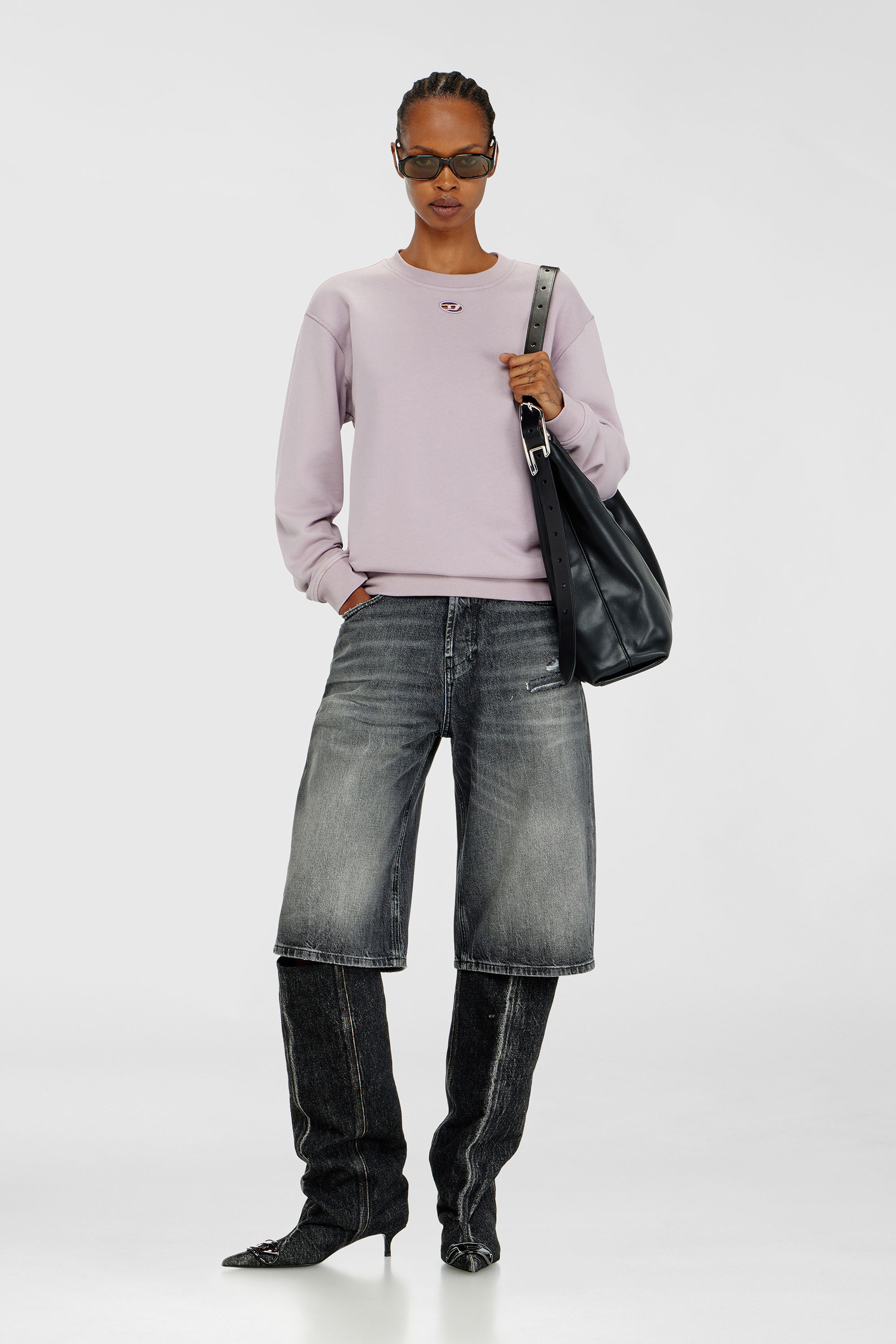 Diesel - F-NORMY-OD, Woman's Cotton sweatshirt with Oval D embroidery in Lilac - 1