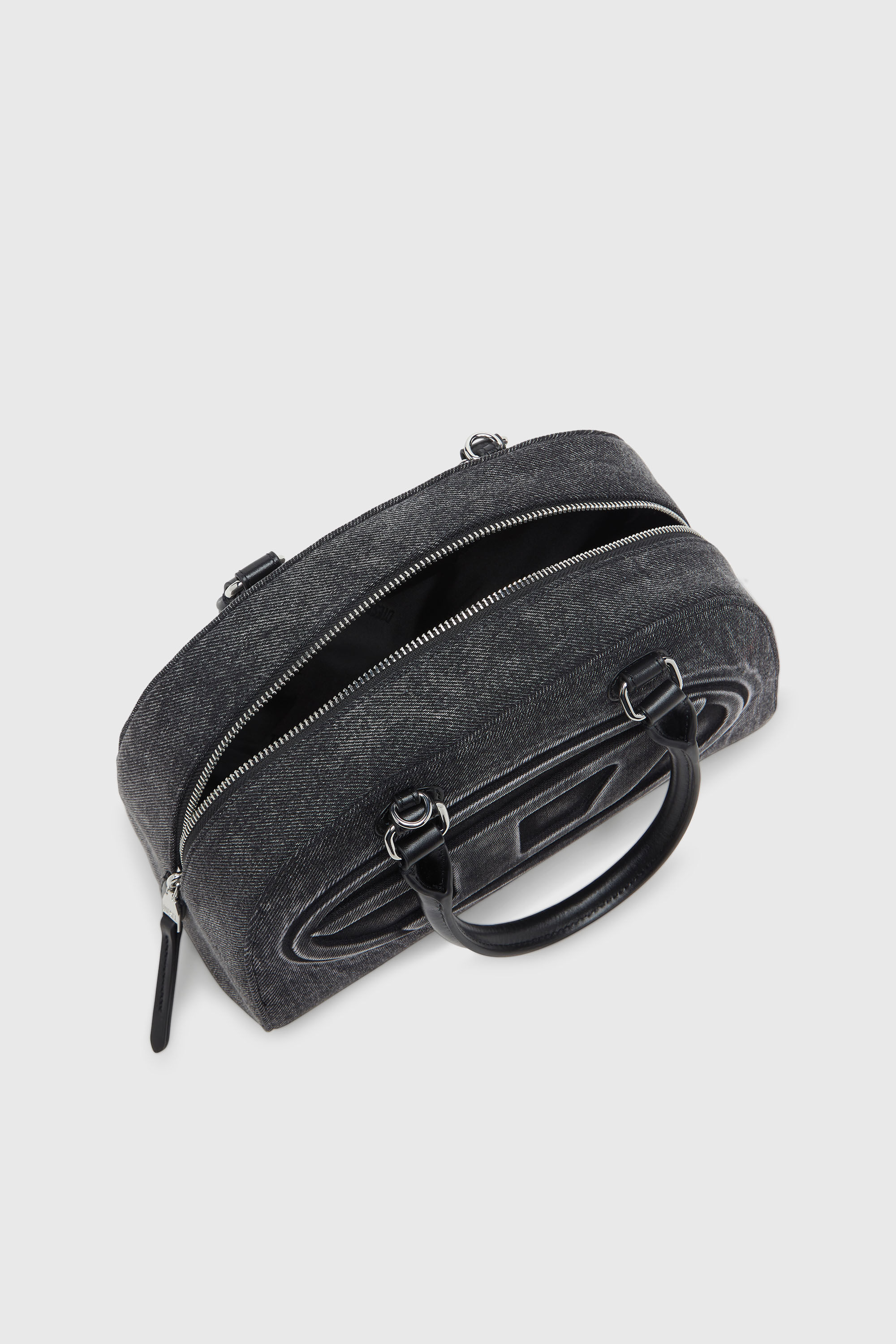 Diesel - 1DR DOME TOP HANDLE, Woman's 1DR Dome-Bowling bag in washed denim in Grey - 4