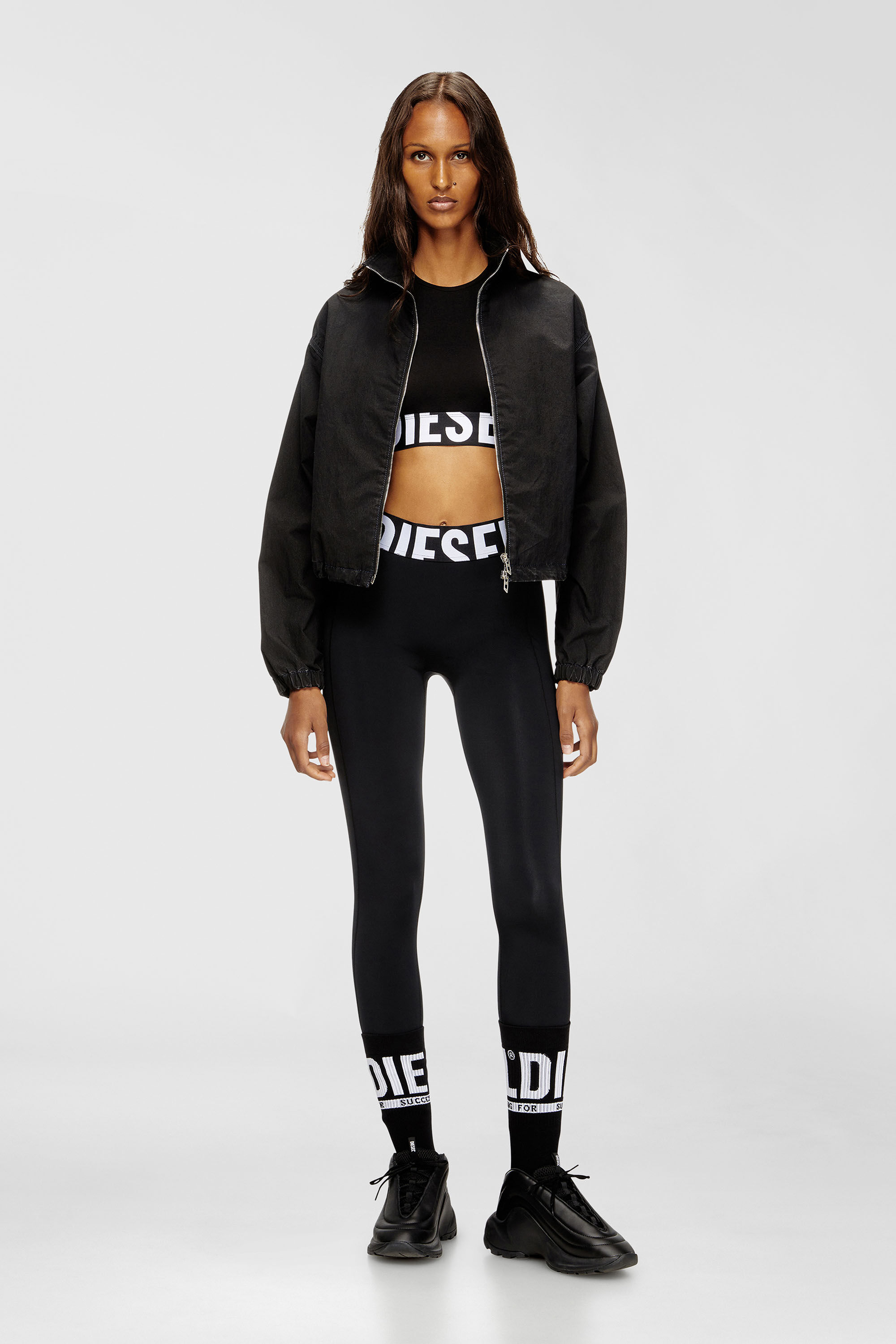 Diesel - ADA-D-POP, Woman's Cropped tank top with cut-off logo in Black - 6