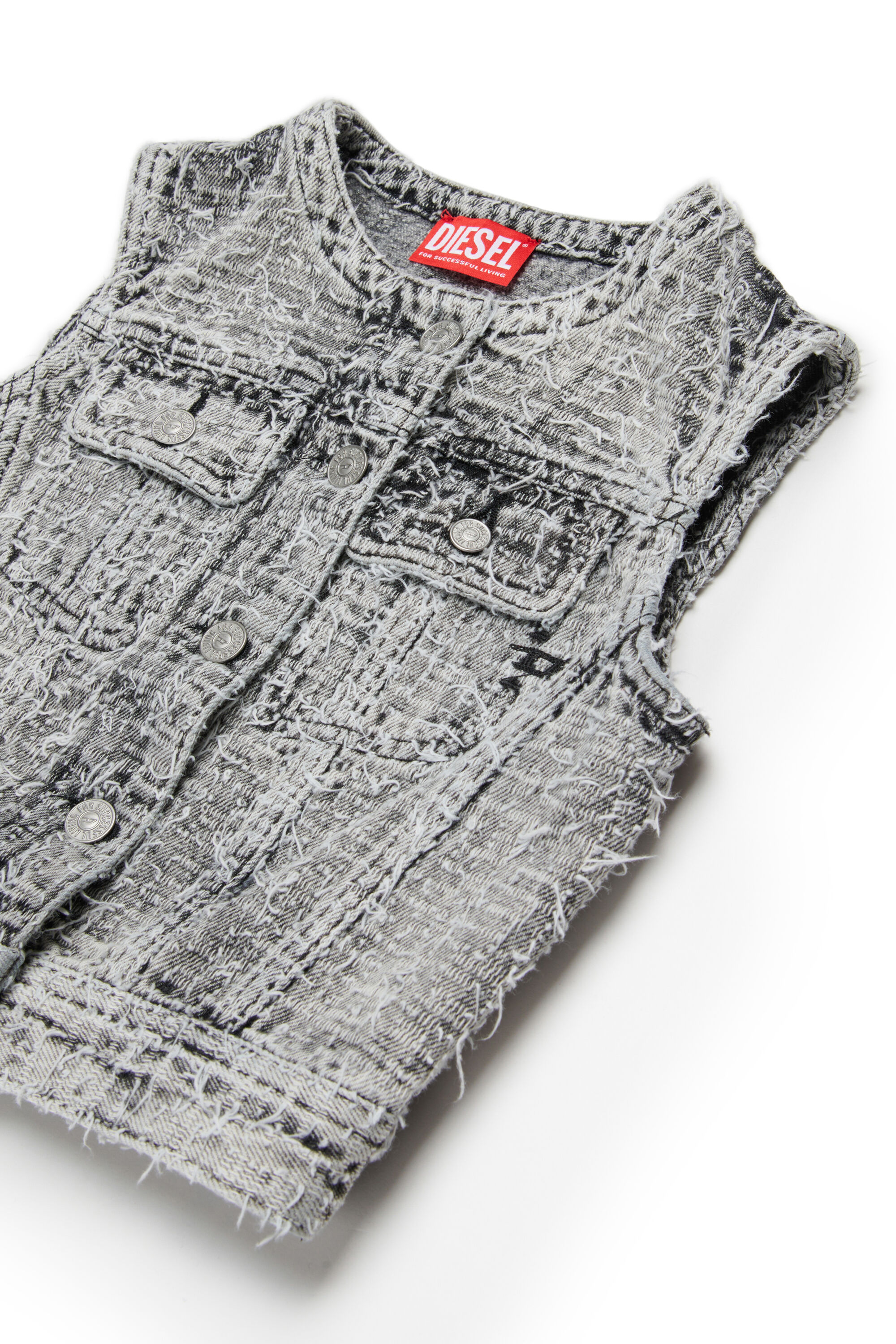 Diesel - JSLIMMY-SM-J, Woman's Denim vest with frayed texture in Grey - 3