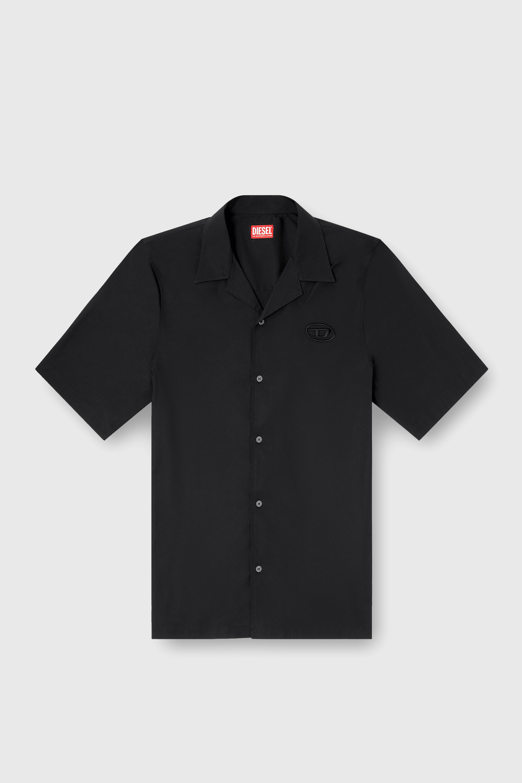 Diesel - S-MAC-GSBH, Man's Stretch poplin shirt with Oval D embroidery in Black - 2