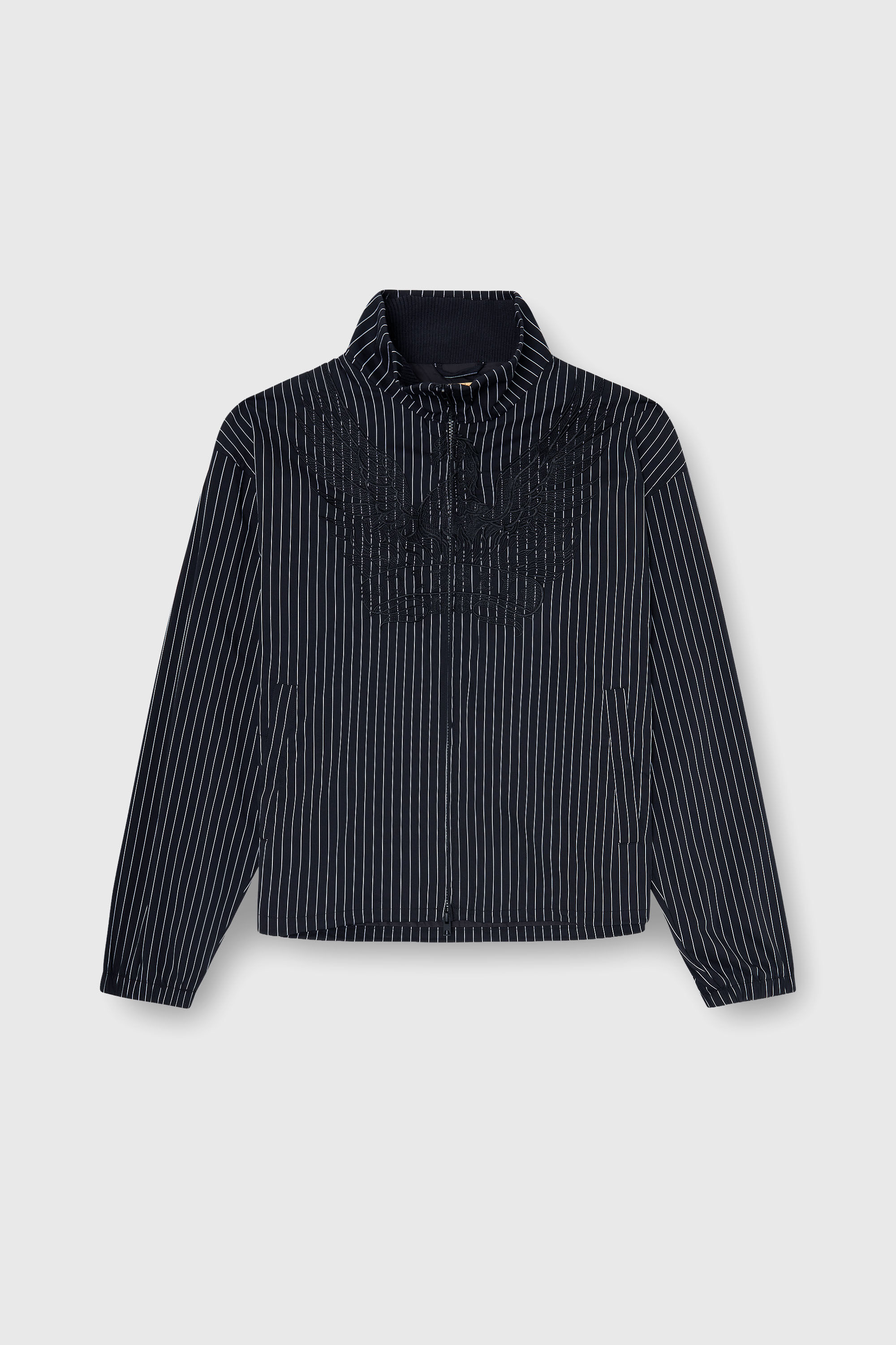 Diesel - J-CORSAR-NJCA, Man's Nylon pinstripe Jacket with Phoenix embroidery in Black - 2