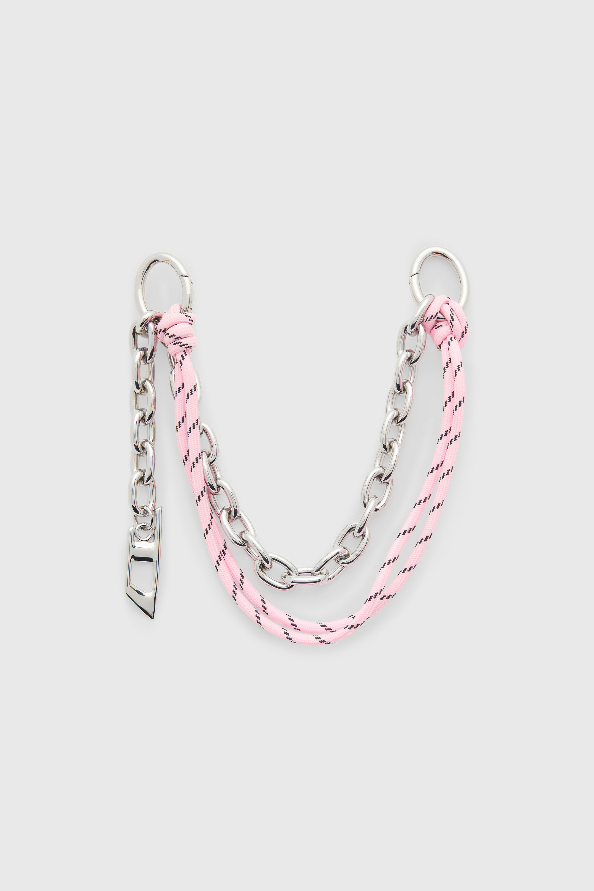 Diesel - CHAIN-D M, Woman's Metal charm with chain and rope detail in Silver/Pink - 1