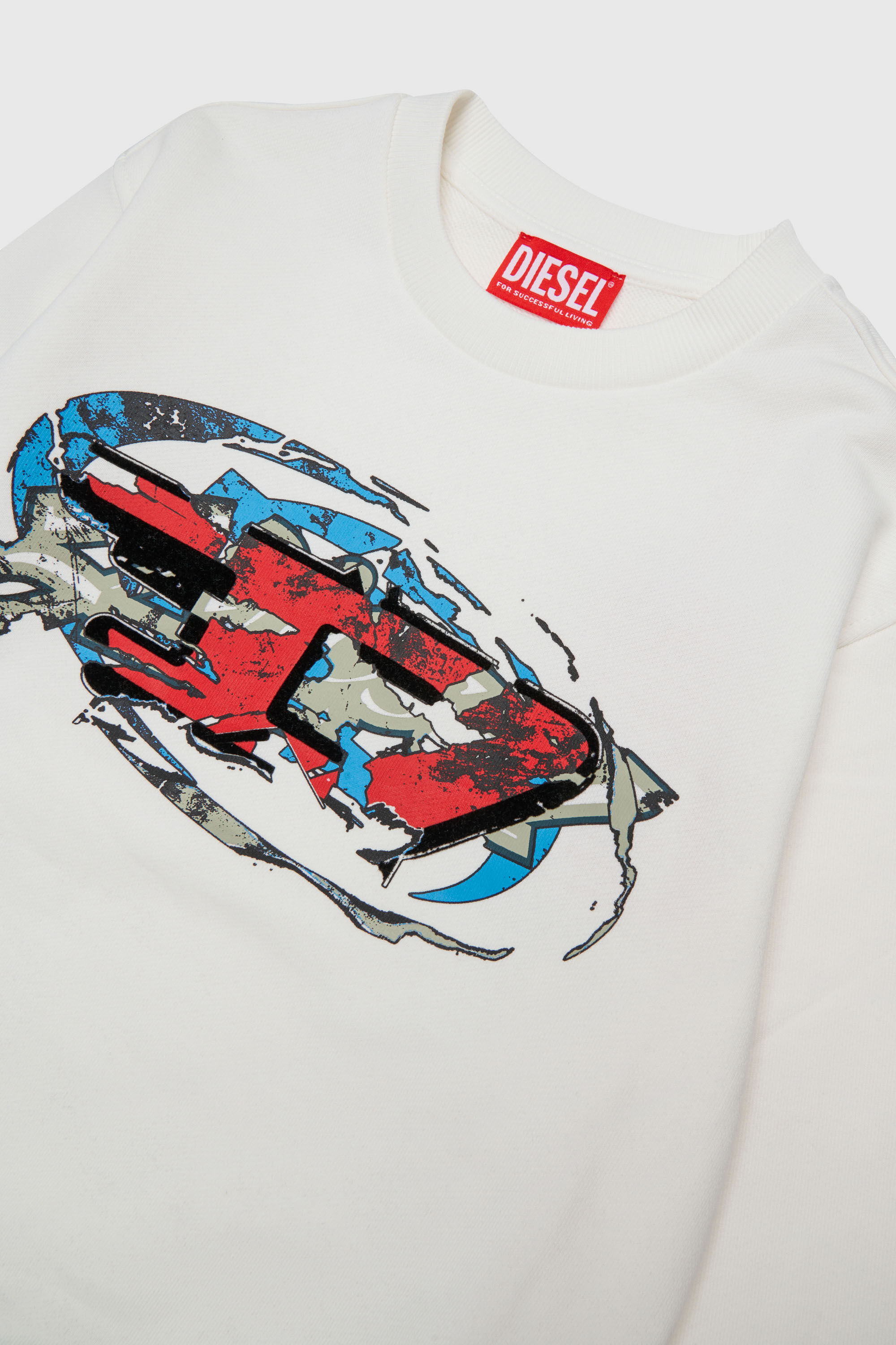 Diesel - SCRAP OVER, Man's Sweatshirt with Oval D graphic print in White - 3