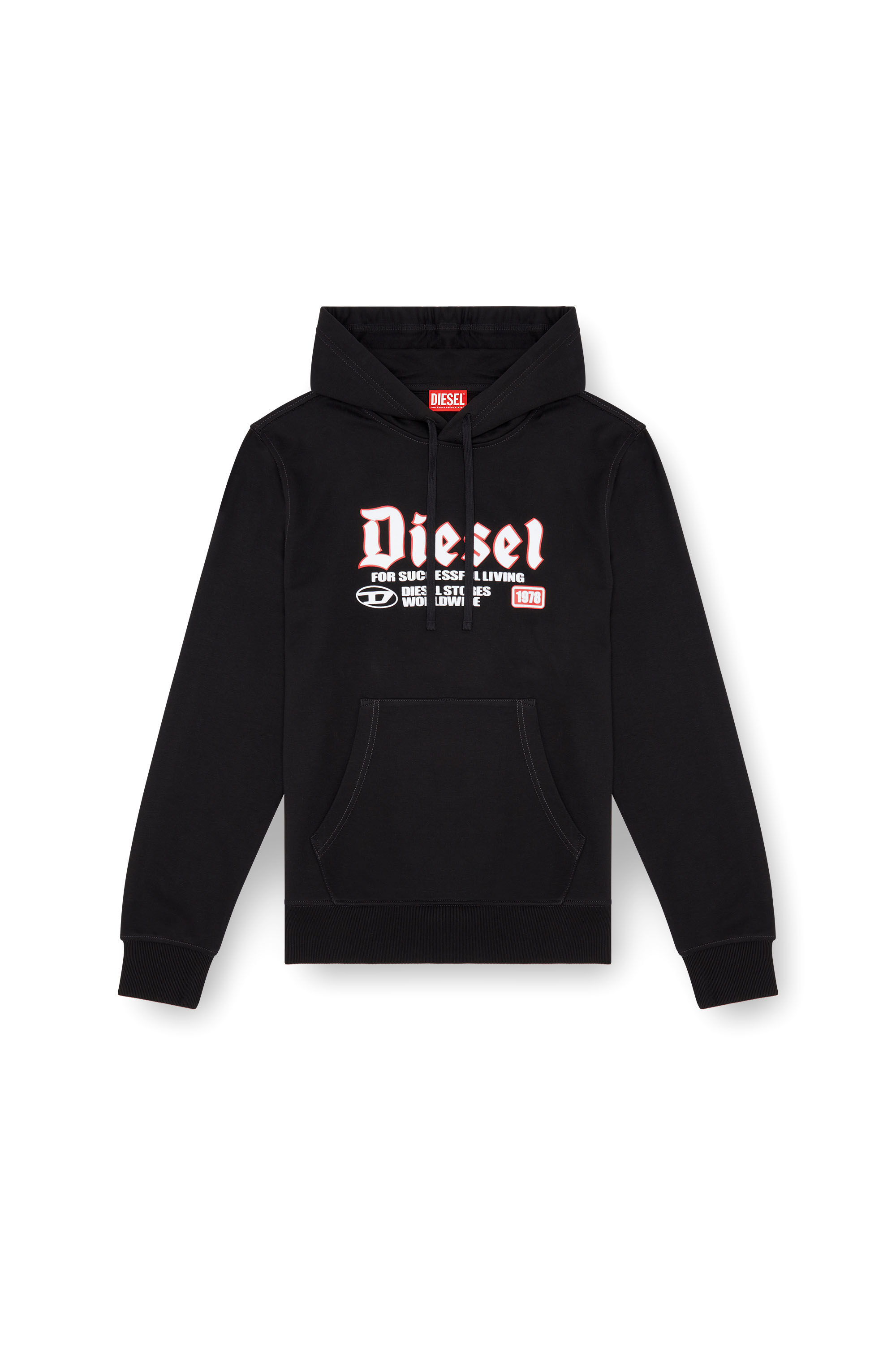 Diesel - S-GINN-HOOD-K45, Man's Hoodie with flocked logo in Black - 2