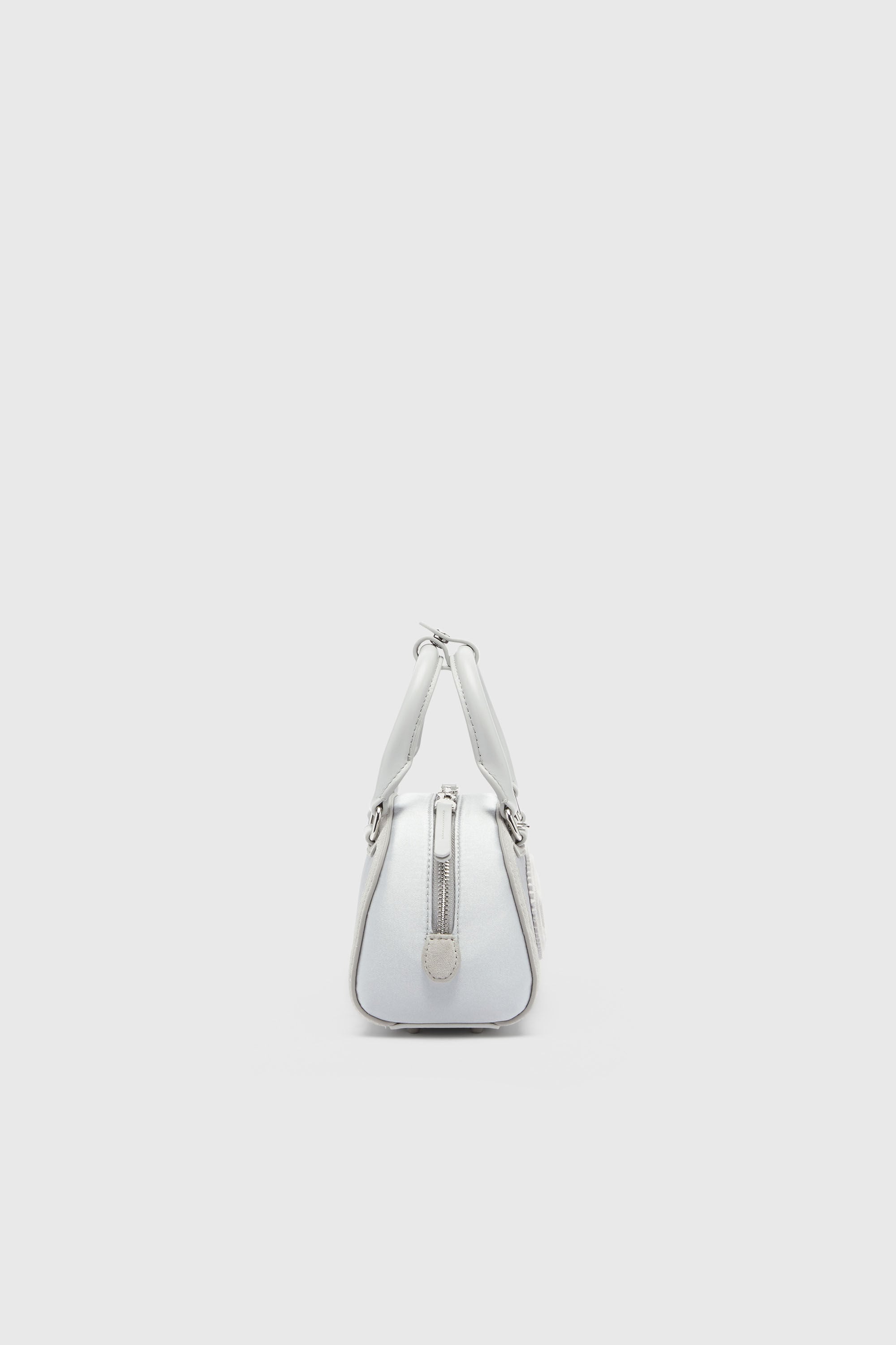 Diesel - 1DR DOME CROSSBODY, Woman's 1DR Dome - Small bowling bag in satin and suede in Silver - 4