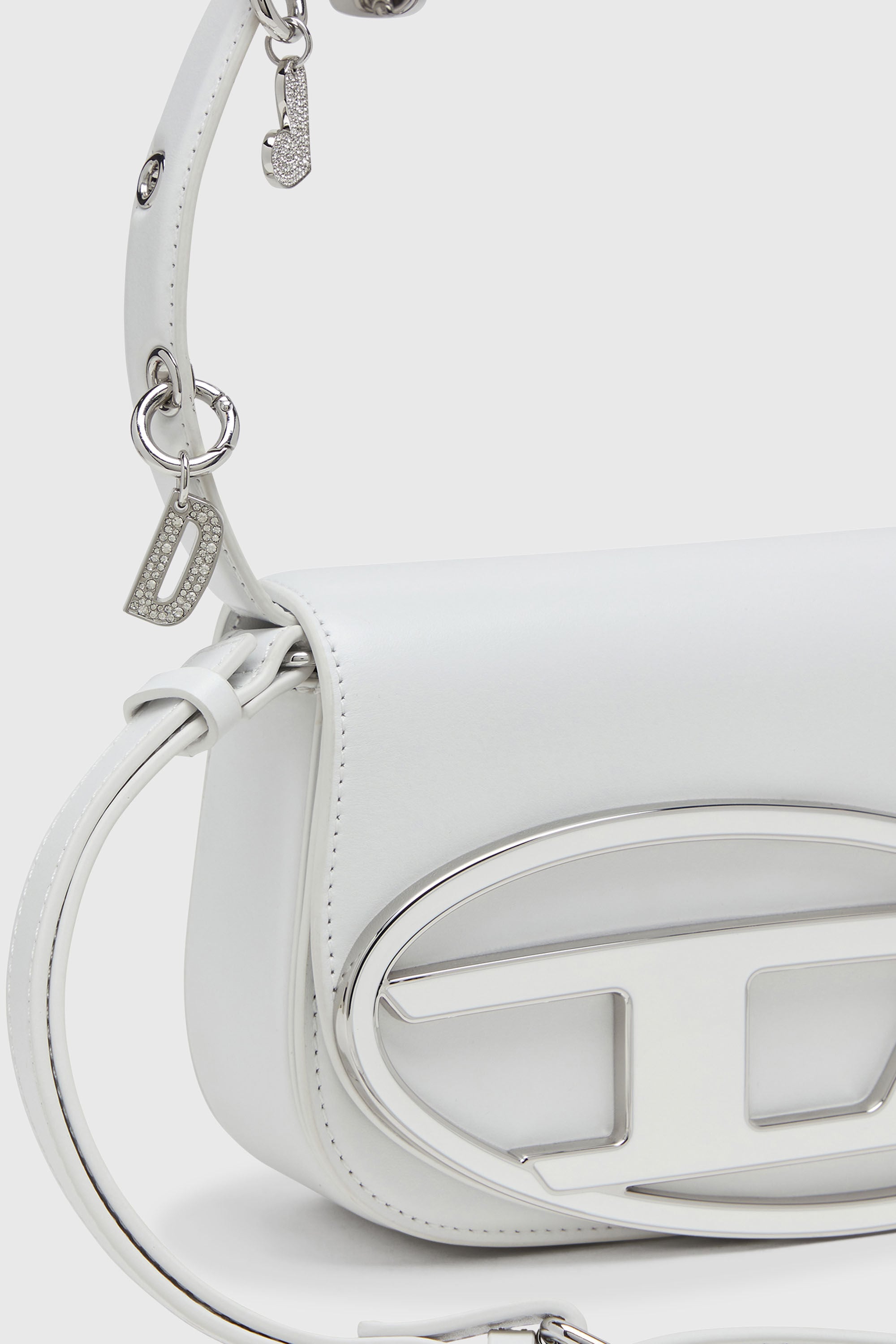 Diesel - 1DR, Woman's 1DR -Iconic shoulder bag in leather with handle charms in White - 6