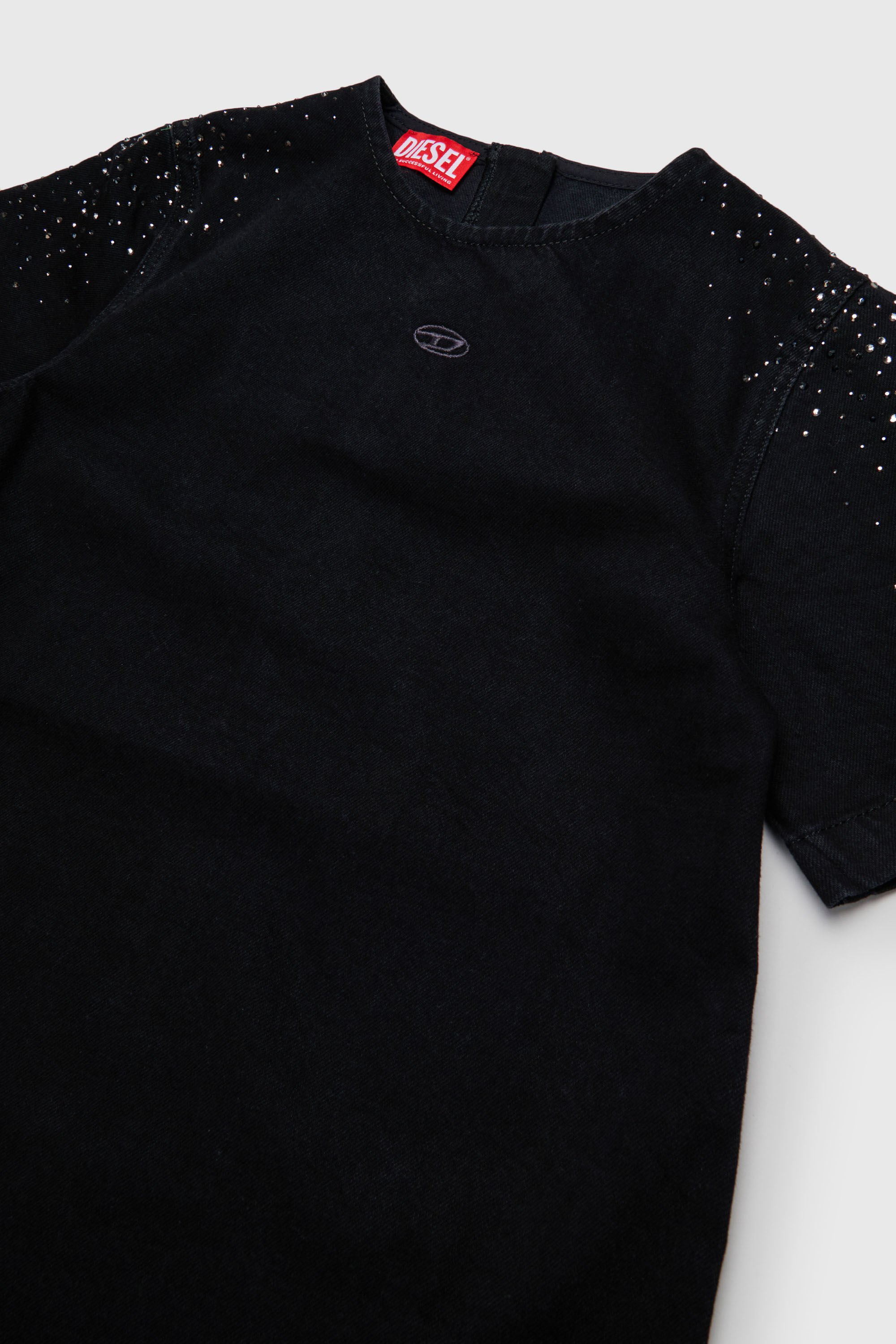 Diesel - DILBY, Woman's Rhinestone-embellished T-shirt dress in Black/Dark grey - 3