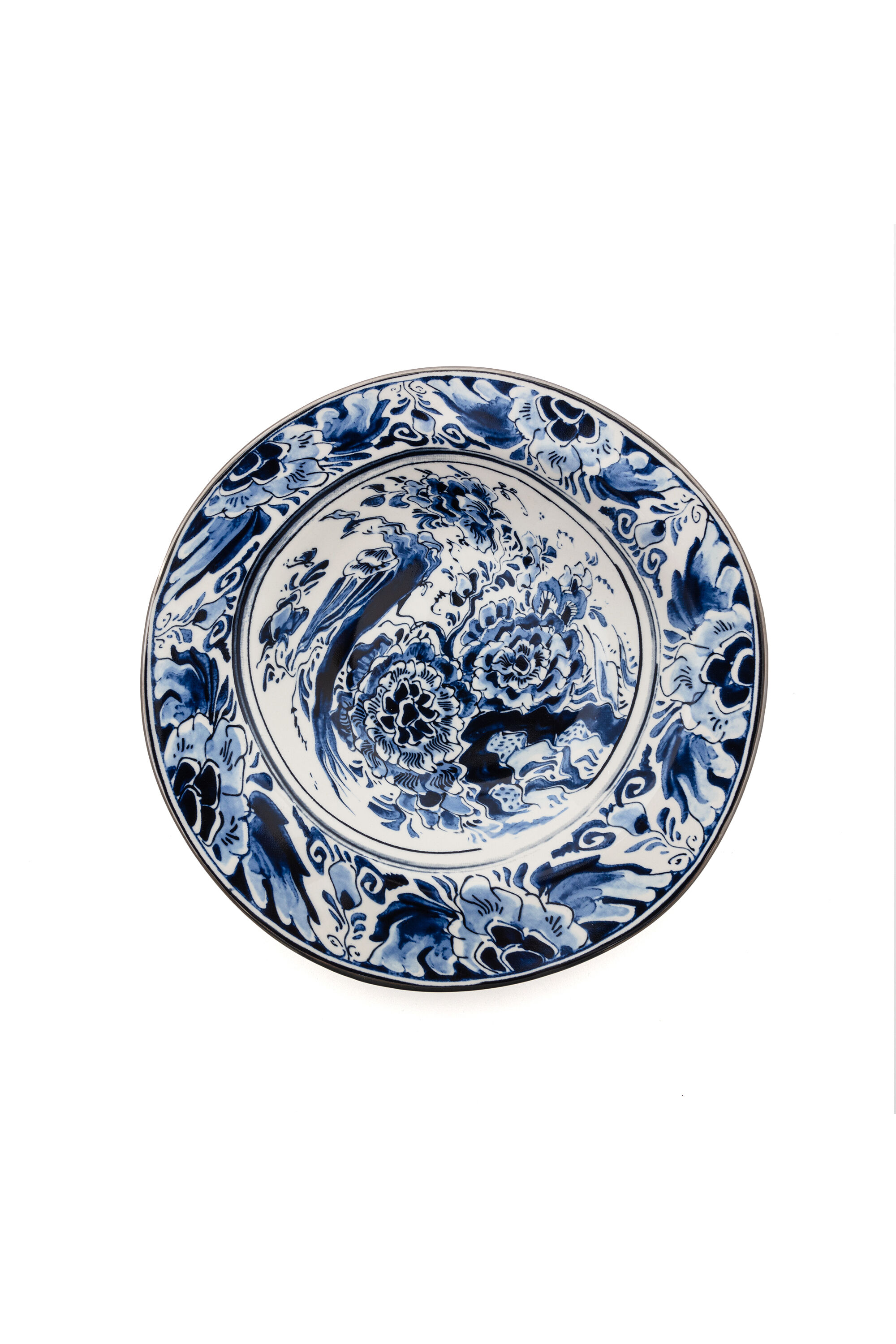 Diesel - 11222 SOUP PLATE IN PORCELAIN "CLASSIC O, White/Blue - Image 1