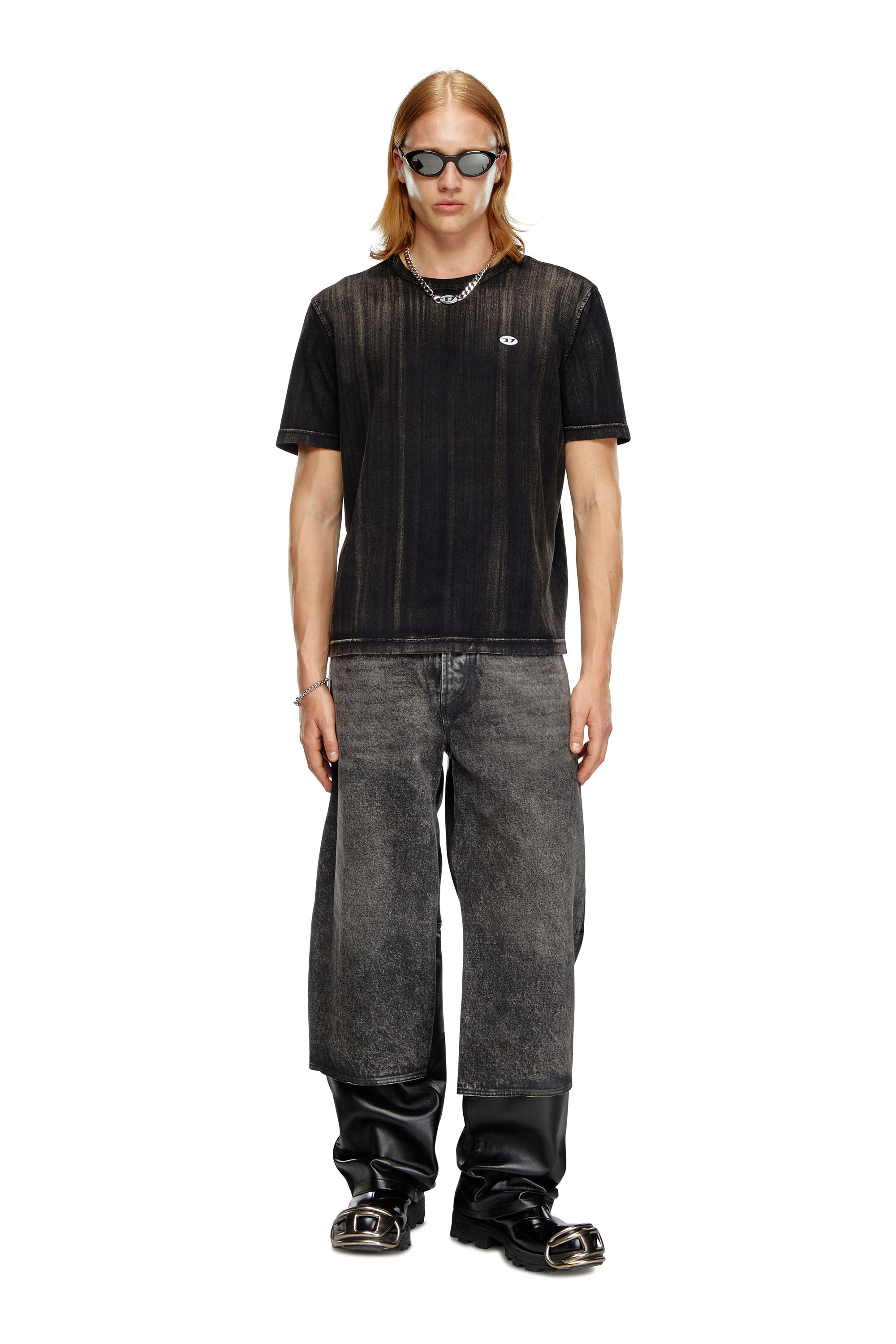 Diesel - T-ADJUST-K8, Man's T-shirt with brushstroke fading in Black - 1