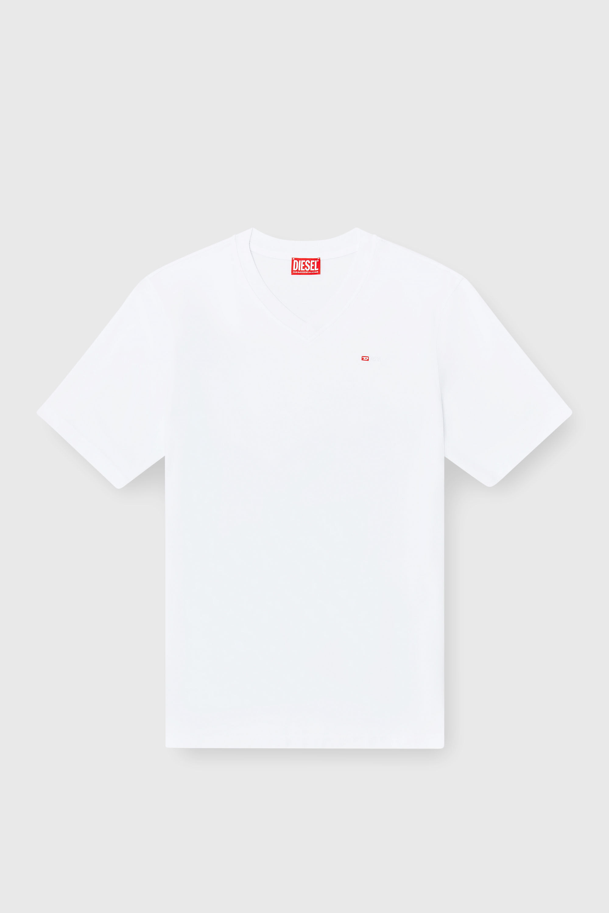 Diesel - T-ADJUST-V-MICRODIV, Man's V-neck T-shirt with micro logo embroidery in White - 2