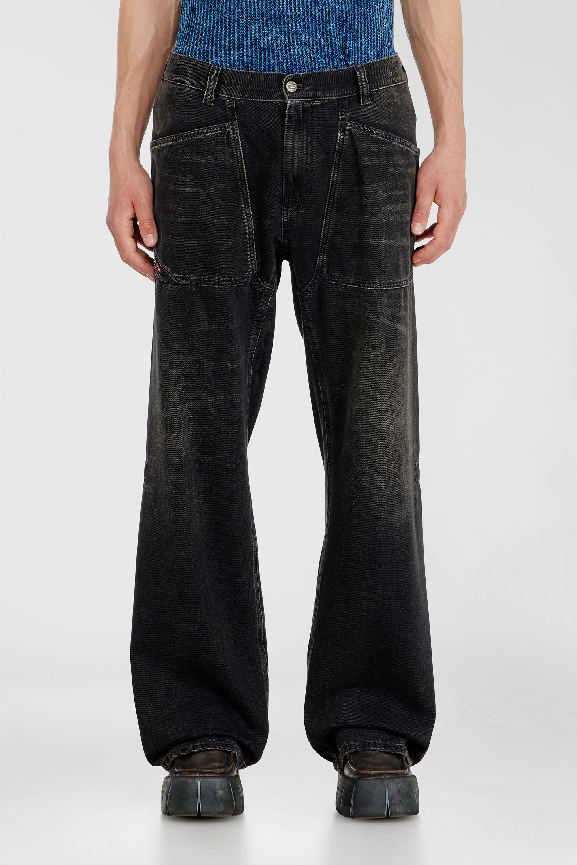 Diesel - Man's Relaxed Jeans D-Zeta 09J96, Black/Dark grey - 4