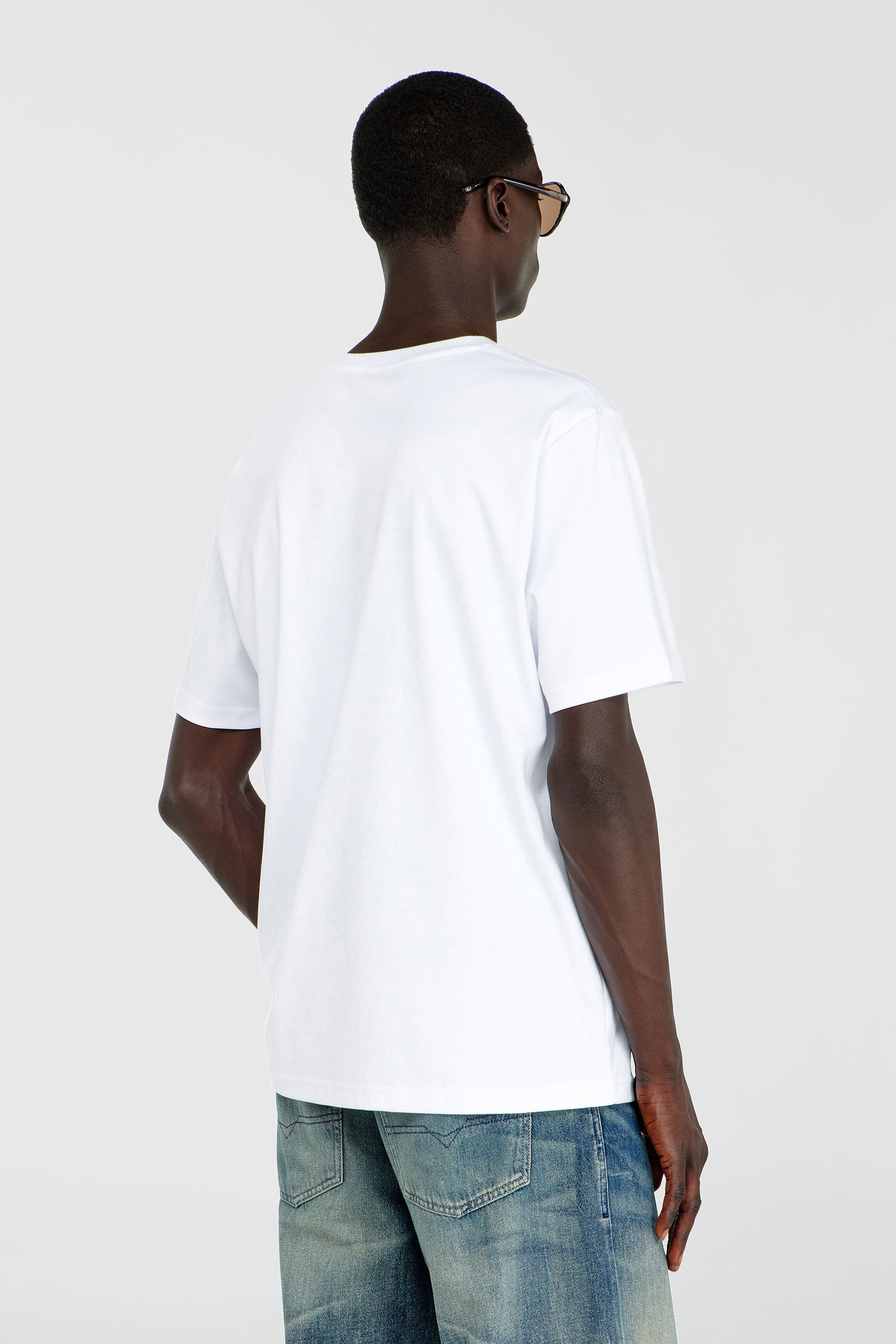 Diesel - T-ADJUST-V-MICRODIV, Man's V-neck T-shirt with micro logo embroidery in White - 4