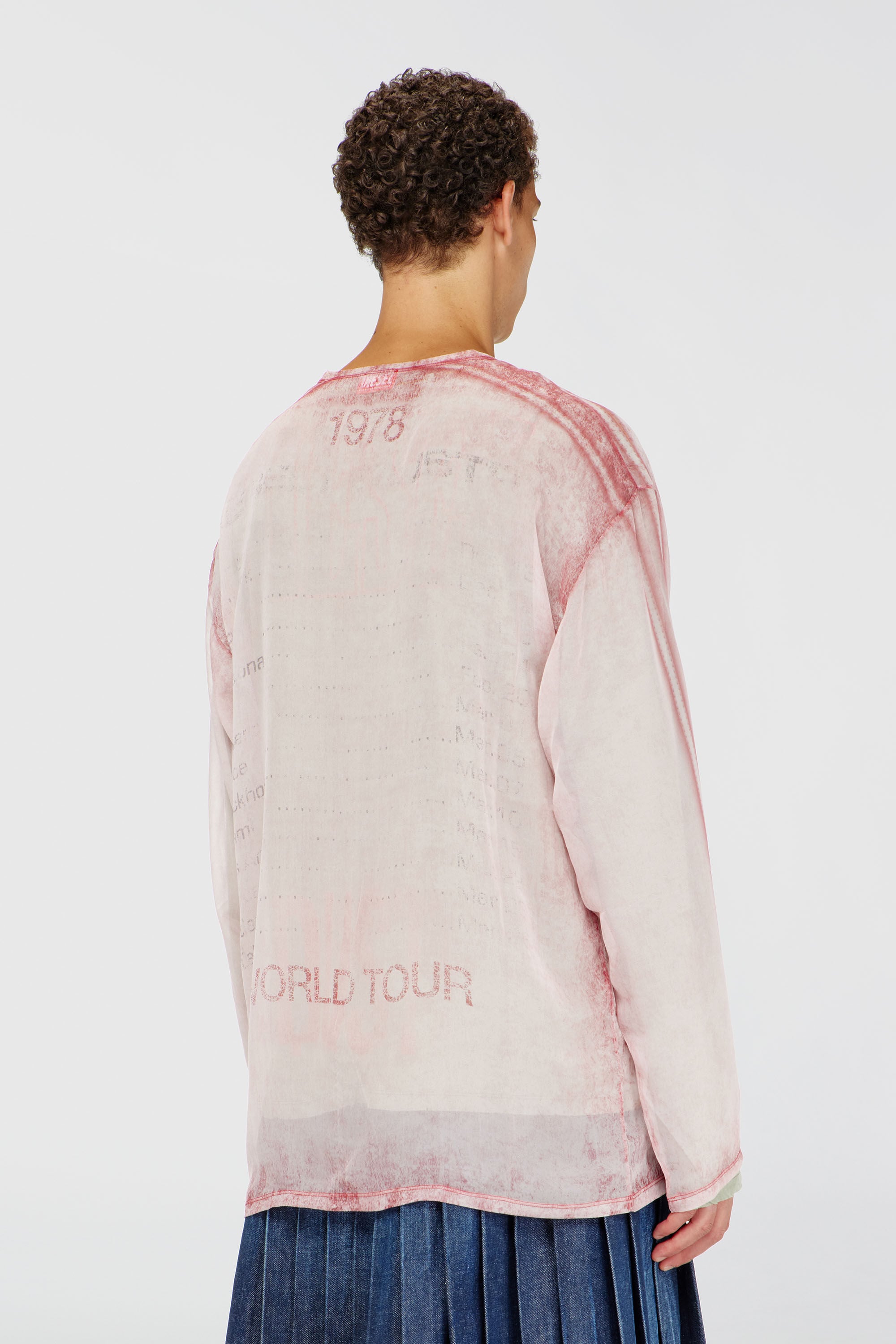 Diesel - T-DOUBLEX-LS, Man's Sheer chiffon top with concert graphics in Face Powder - 4