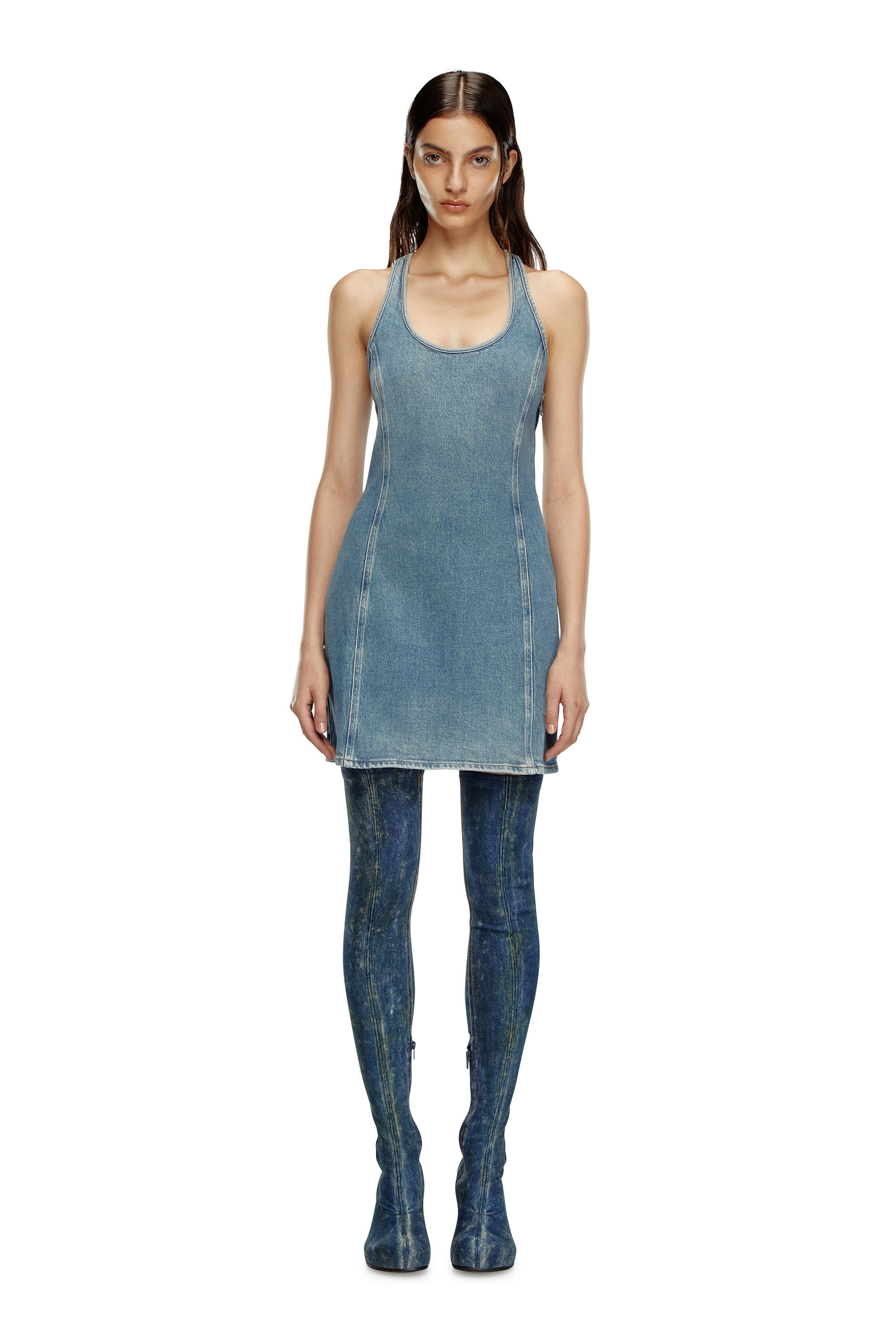 Diesel - DE-ARLYN-D, Woman's Denim tank dress in Light Blue - 1