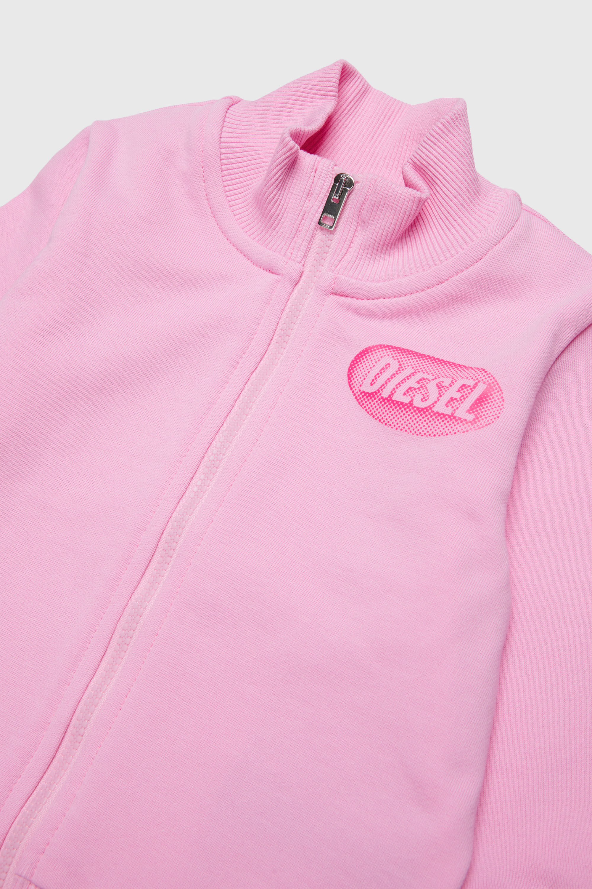 Diesel - SDSELZIPB, Unisex's Zip-up sweatshirt with logo print in Pink - 3