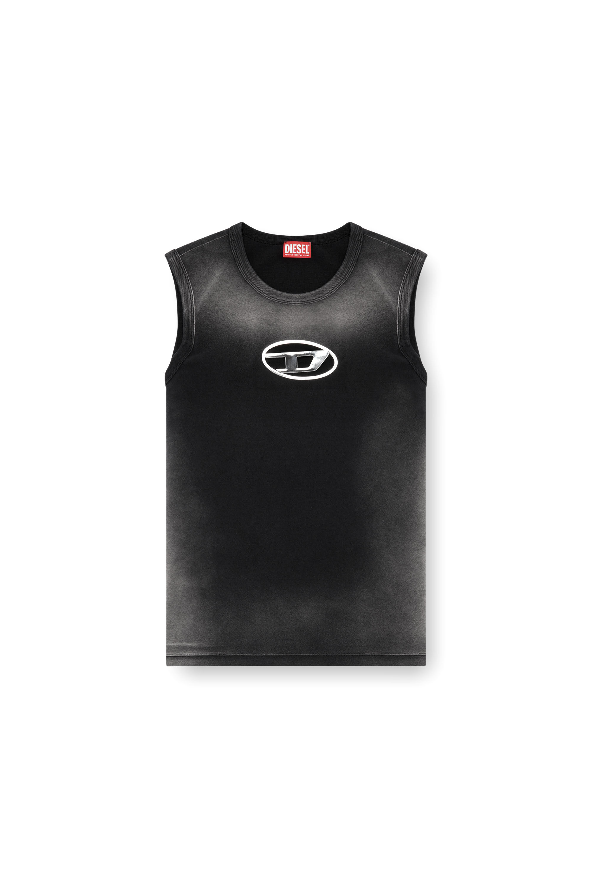 Men's Faded tank top with puffy Oval D | Black | Diesel