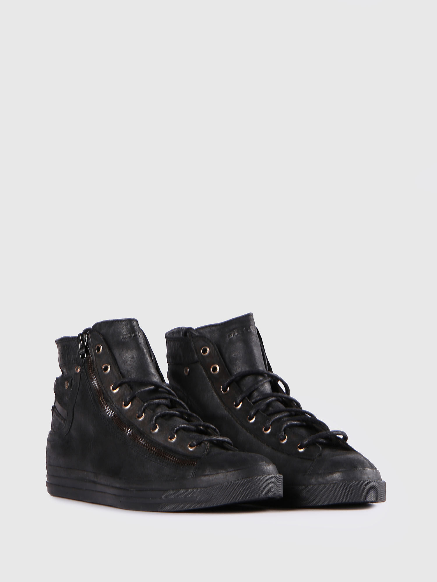 Diesel black leather sneakers clearance