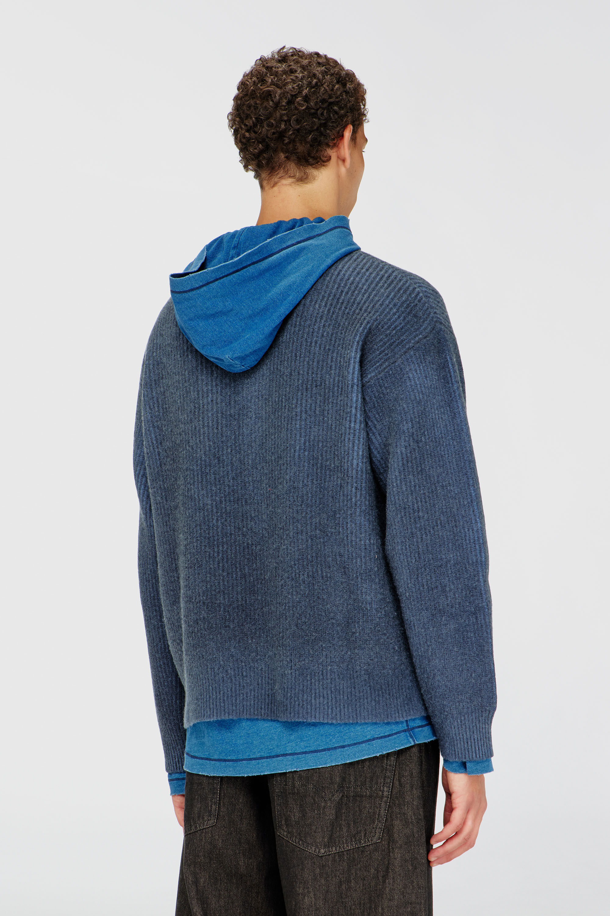 Diesel - K-PICKLER, Man's Wool-blend jumper with mock pocket in Dark Blue - 4