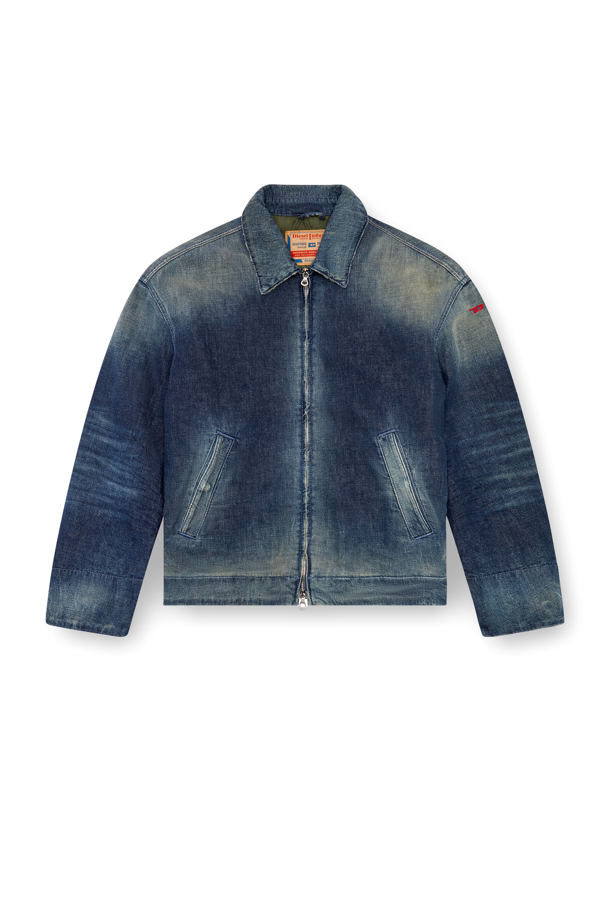 Diesel - D-STACK, Man's Padded jacket in utility-style denim in Dark Blue - 2