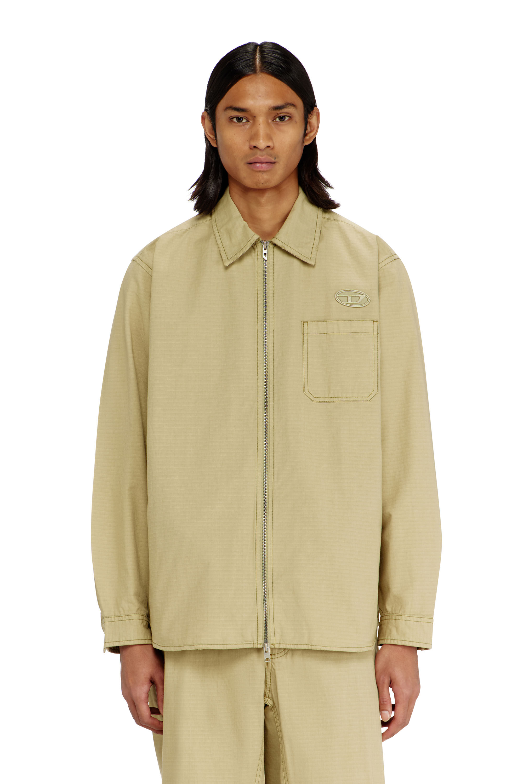 Diesel - S-ALIAS-ZIP, Man's Ripstop shirt with zip closure in null - 3