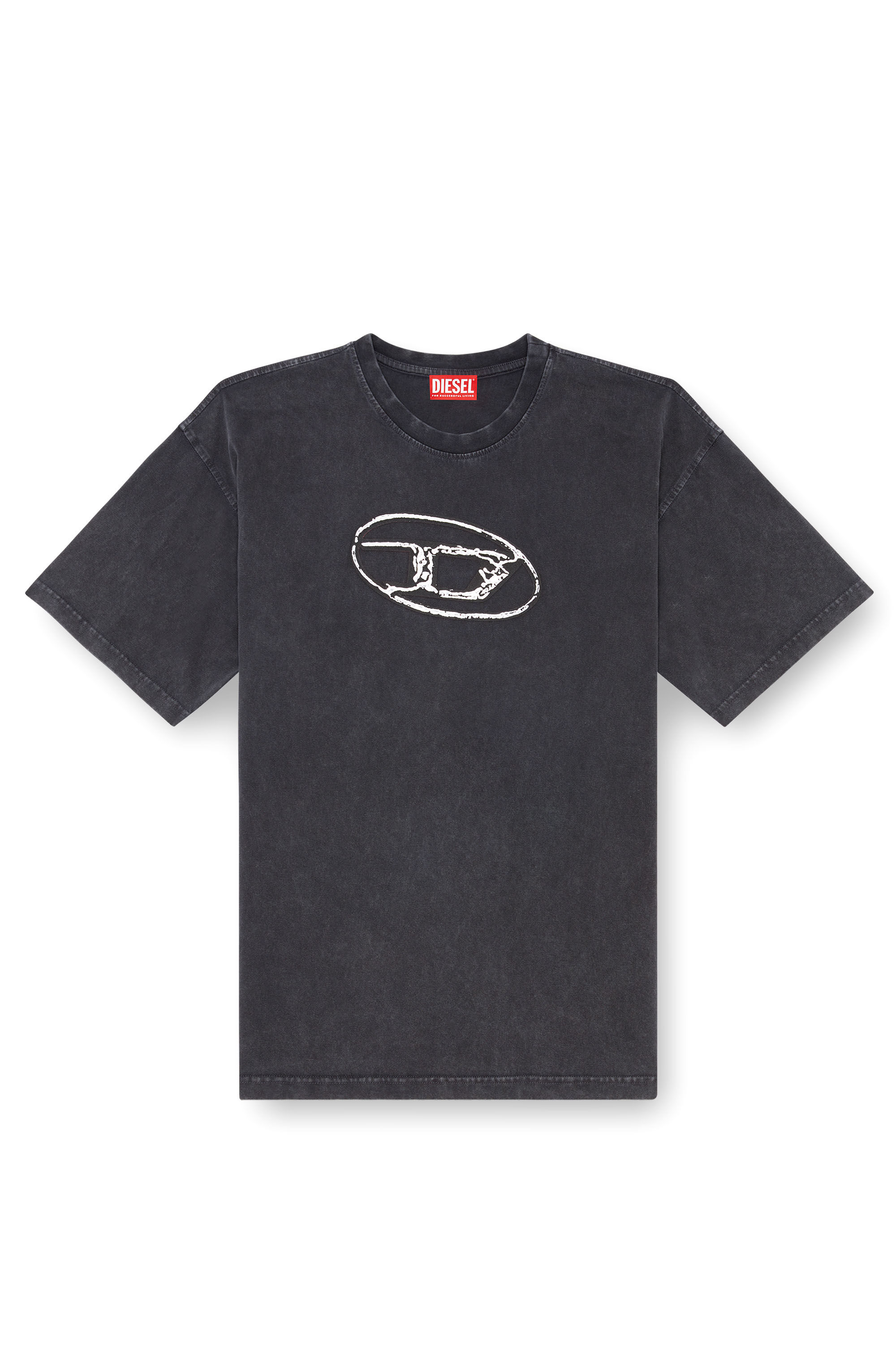 Diesel - T-BOXT-Q22, Man's Faded T-shirt with Oval D print in Black - 2