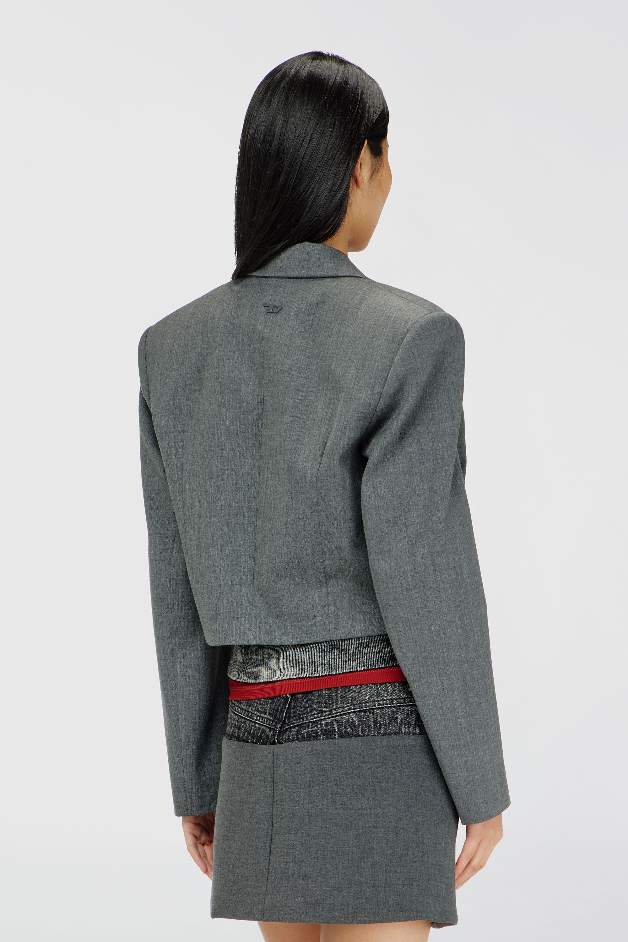 Diesel - G-LANCE, Woman's Cropped blazer in wool-blend suiting in Grey - 4