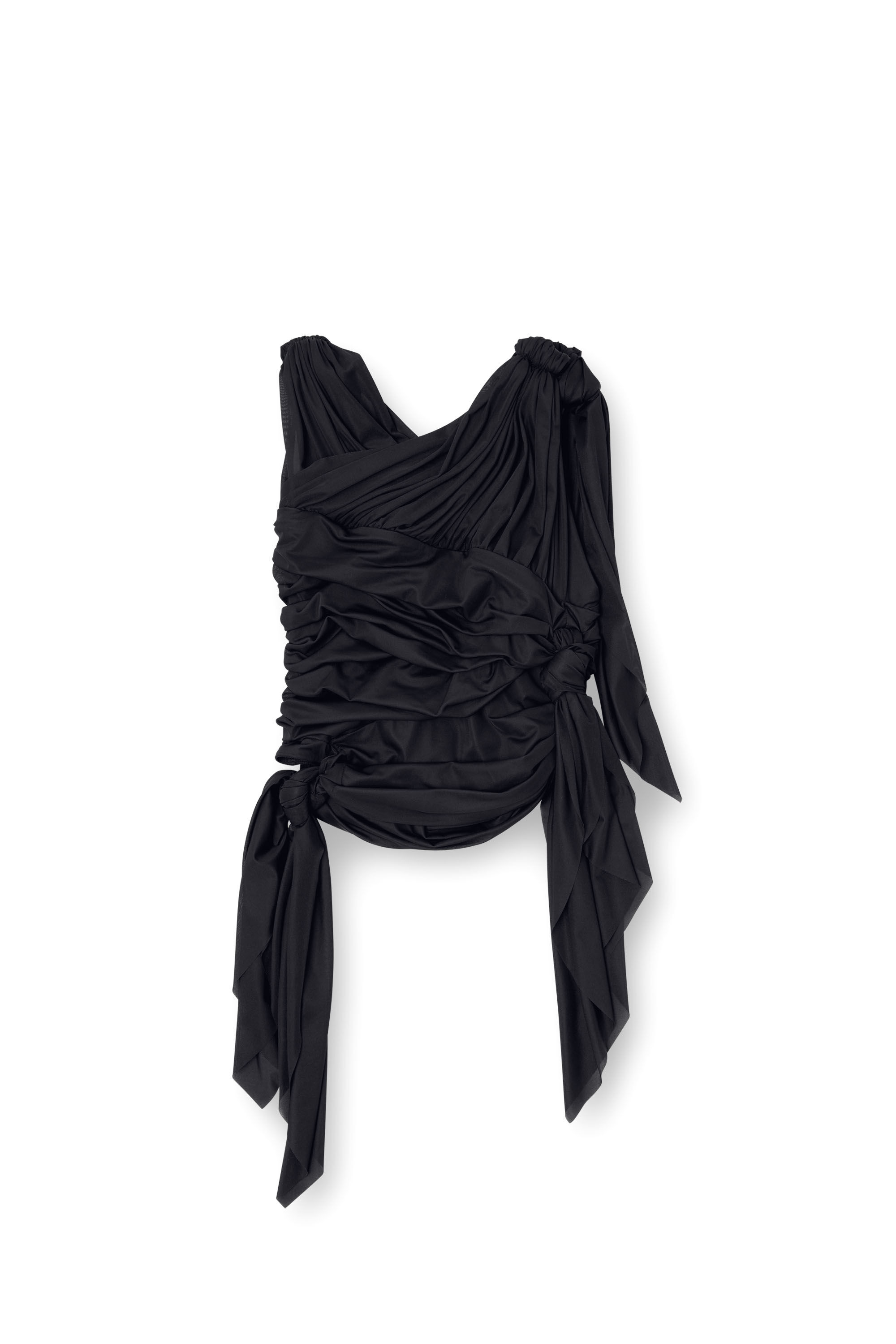 Diesel - T-PERSEA-PLAIN, Woman's Draped top in stretch jersey in Black - 2