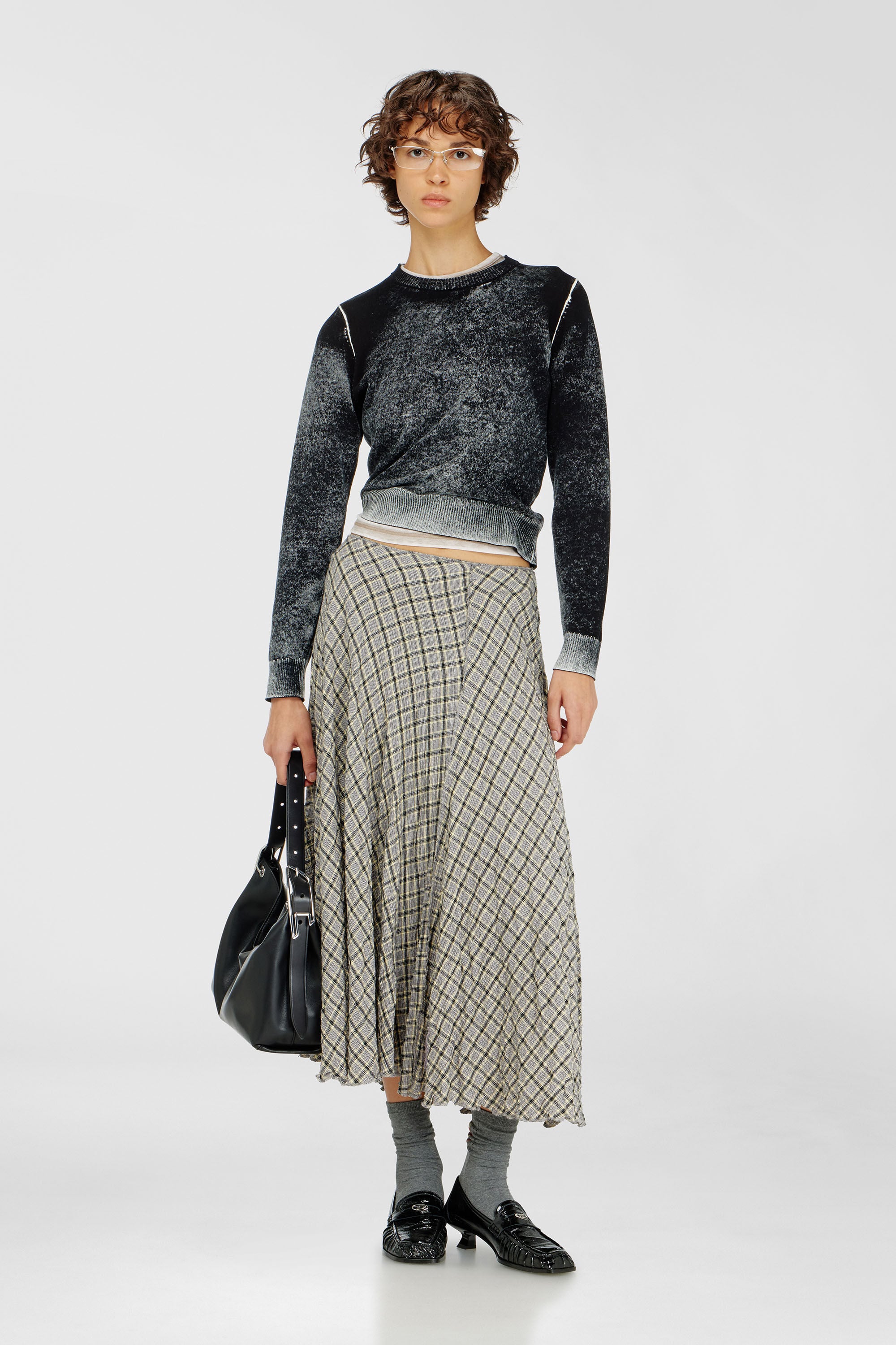 Diesel - M-LOVRE, Woman's Jumper with faded reverse print in Grey/Black - 1