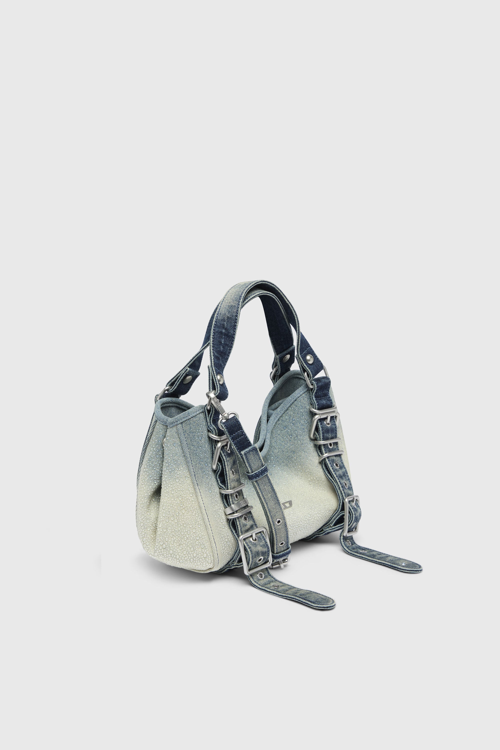 Diesel - D-ONE TOPHANDLE S, Woman's D-One-Small top-handle bag in crystal solarised denim in Blue - 5