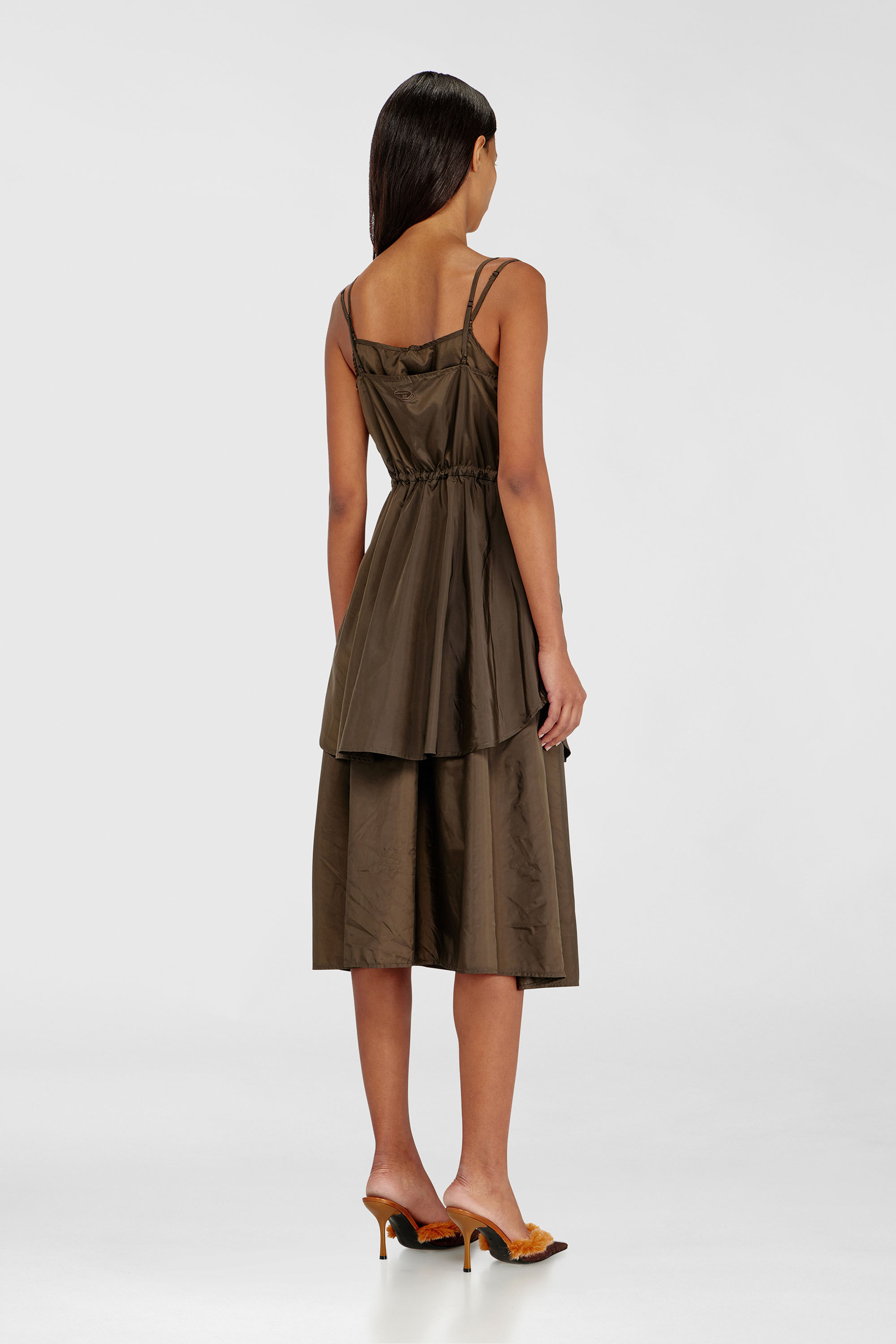Diesel - D-OROTEA-T1, Woman's Lightweight nylon dress with layered design in Brown - 4