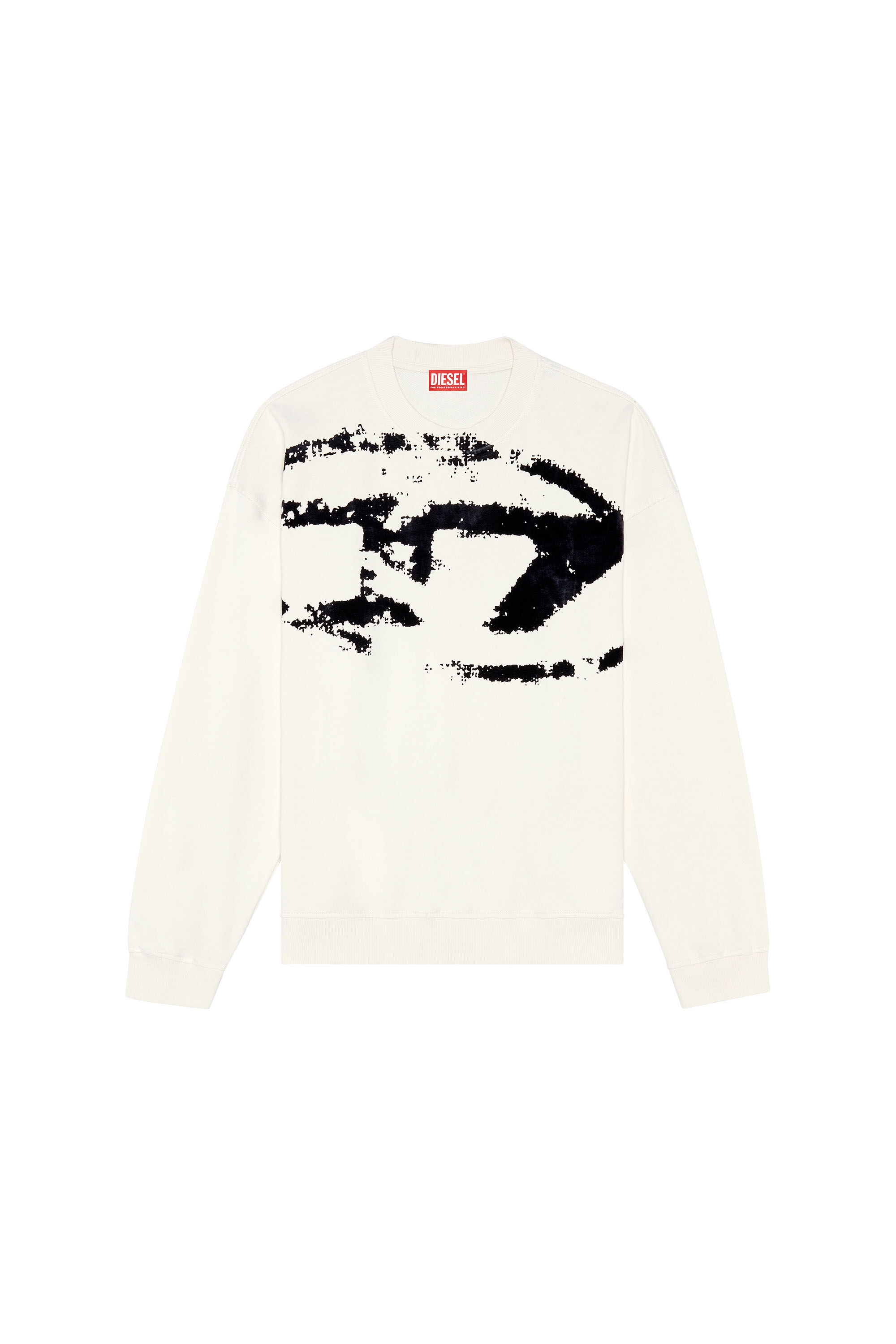 Diesel - S-BOXT-N5, Man's Sweatshirt with distressed flocked logo in White - 2