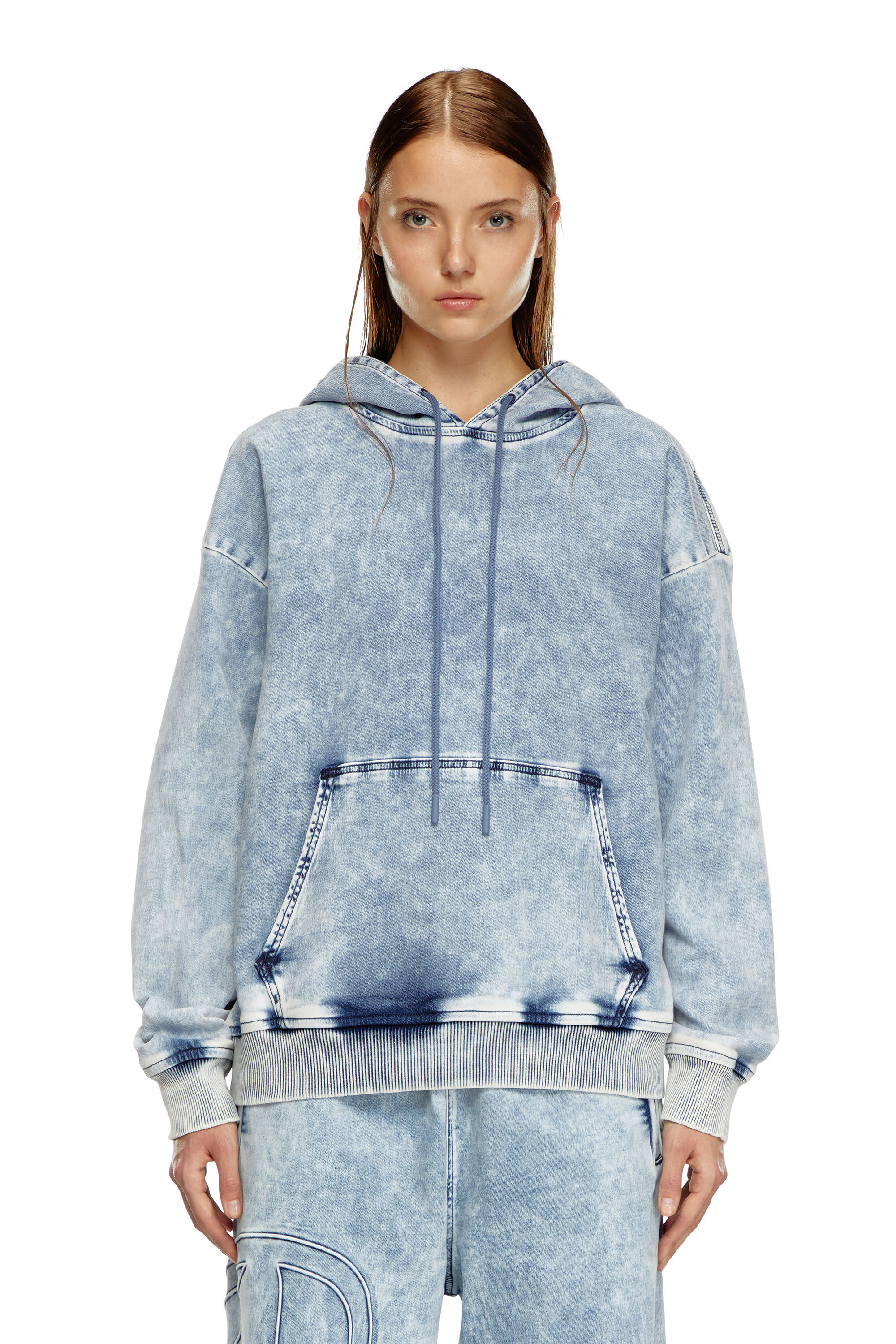 Diesel - D-UM-RIB-S2 TRACK, Unisex's Sweatshirt in Track Denim with Oval D in Light Blue - 6