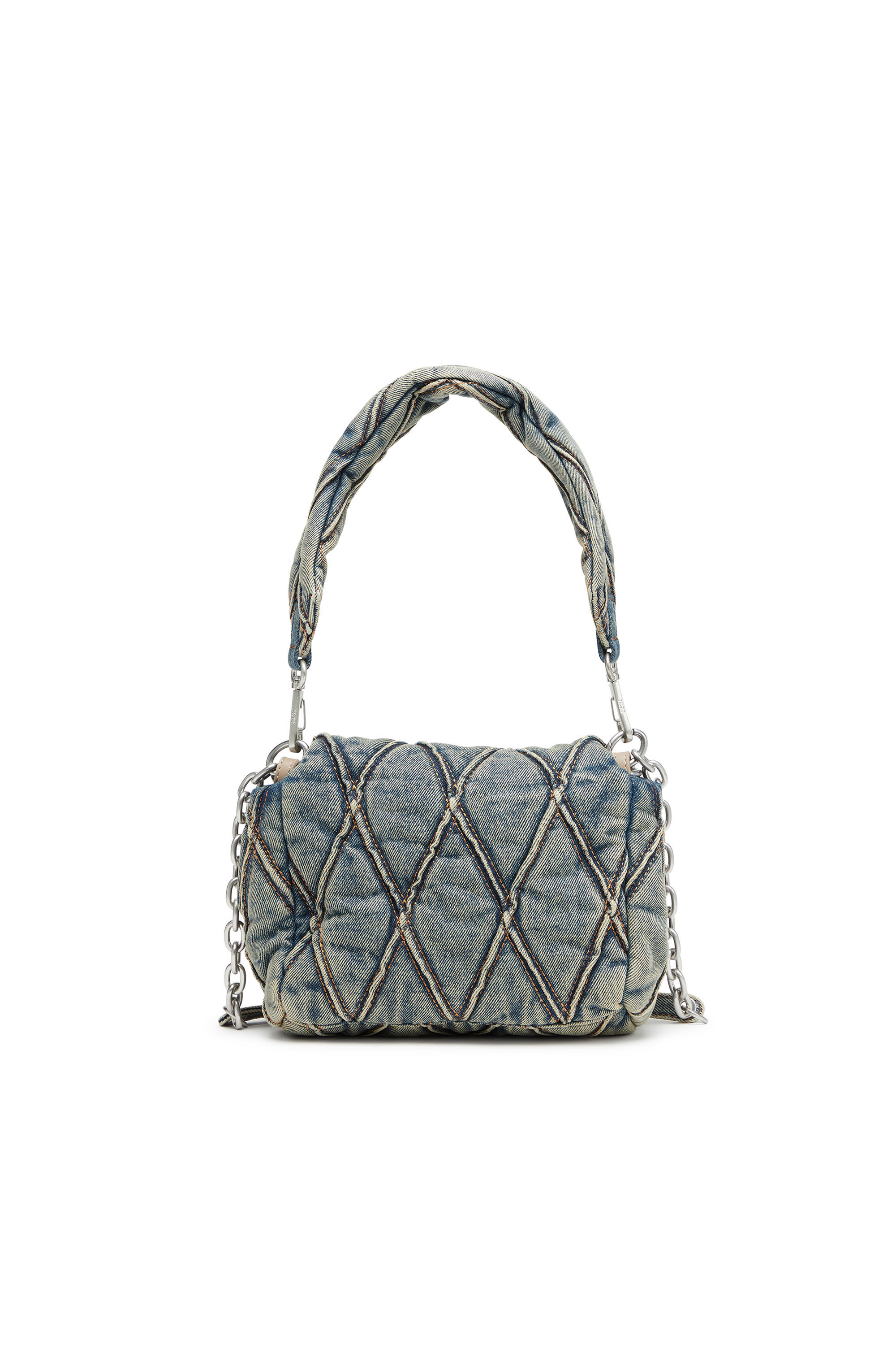 Diesel - CHARM-D SHOULDER S, Woman's Charm-D S-Small handbag in quilted denim in Dark Blue - 3