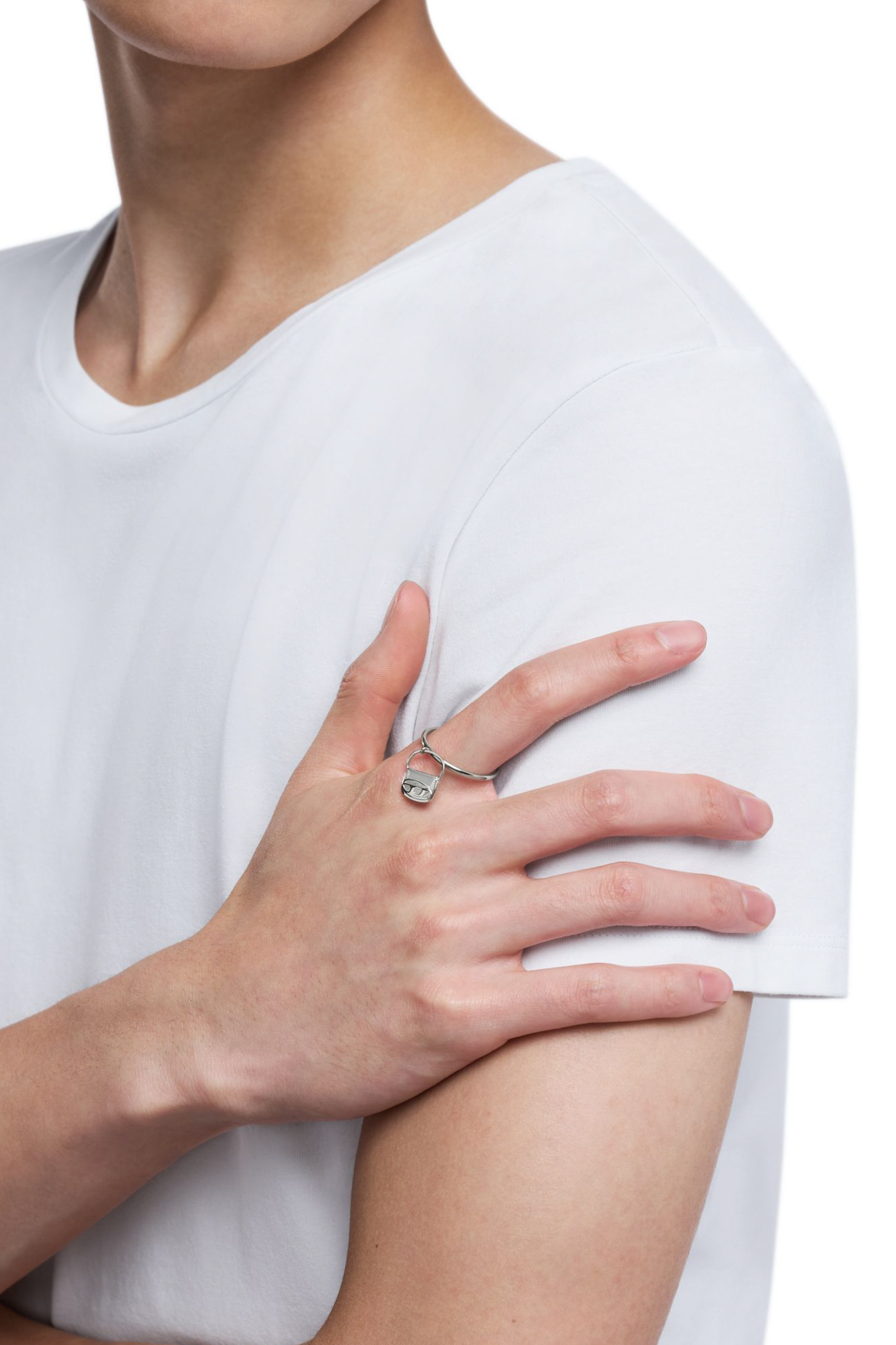 Diesel - DX1619040 JEWELLERY, Unisex's Stainless steel 1dr bag charm ring in Silver - 5