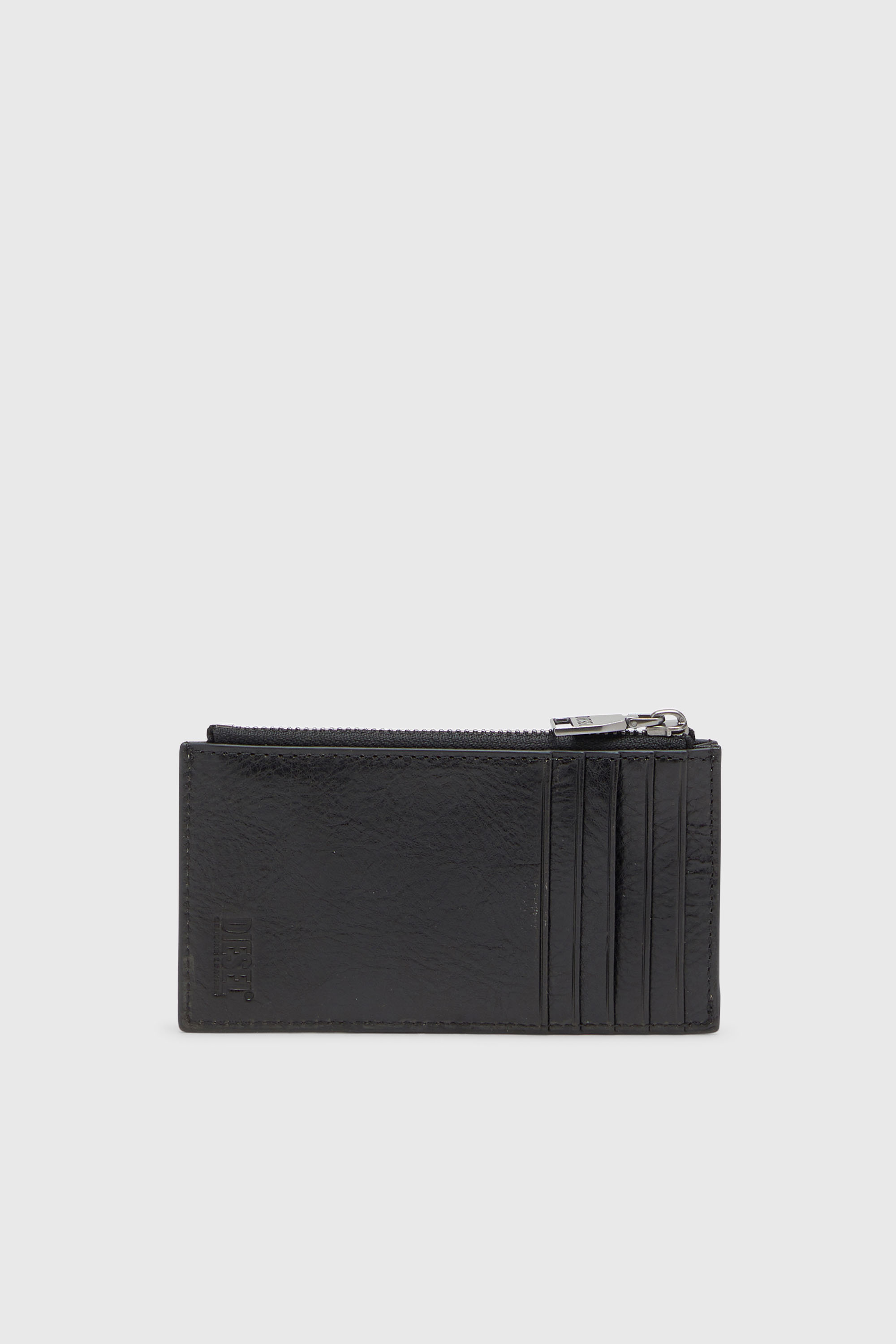 Diesel - FLAG-D CARD HOLDER III, Man's Leather card holder with zip closure in Black - 2