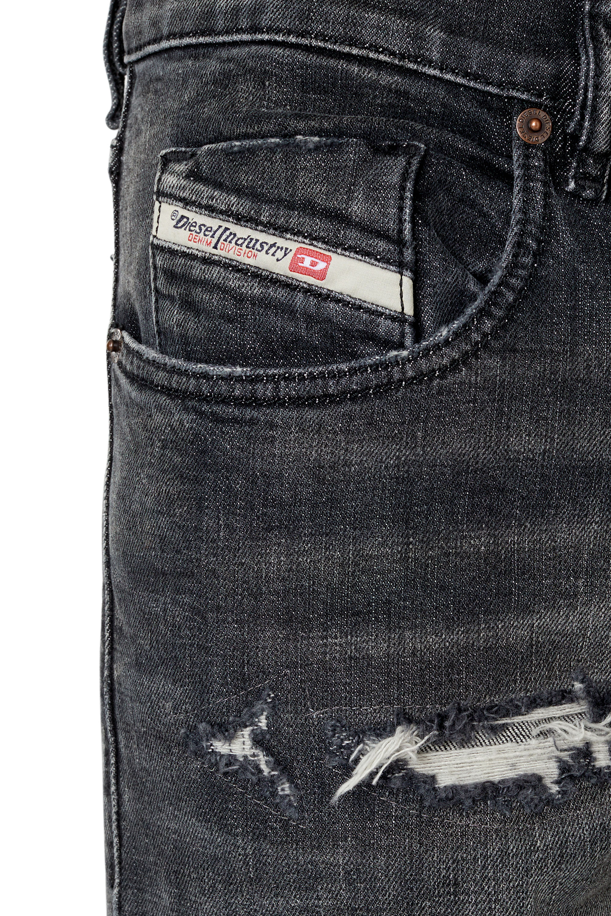 Diesel - 2019 D-STRUKT 09F07 Slim Jeans, Black/Dark grey - Image 4